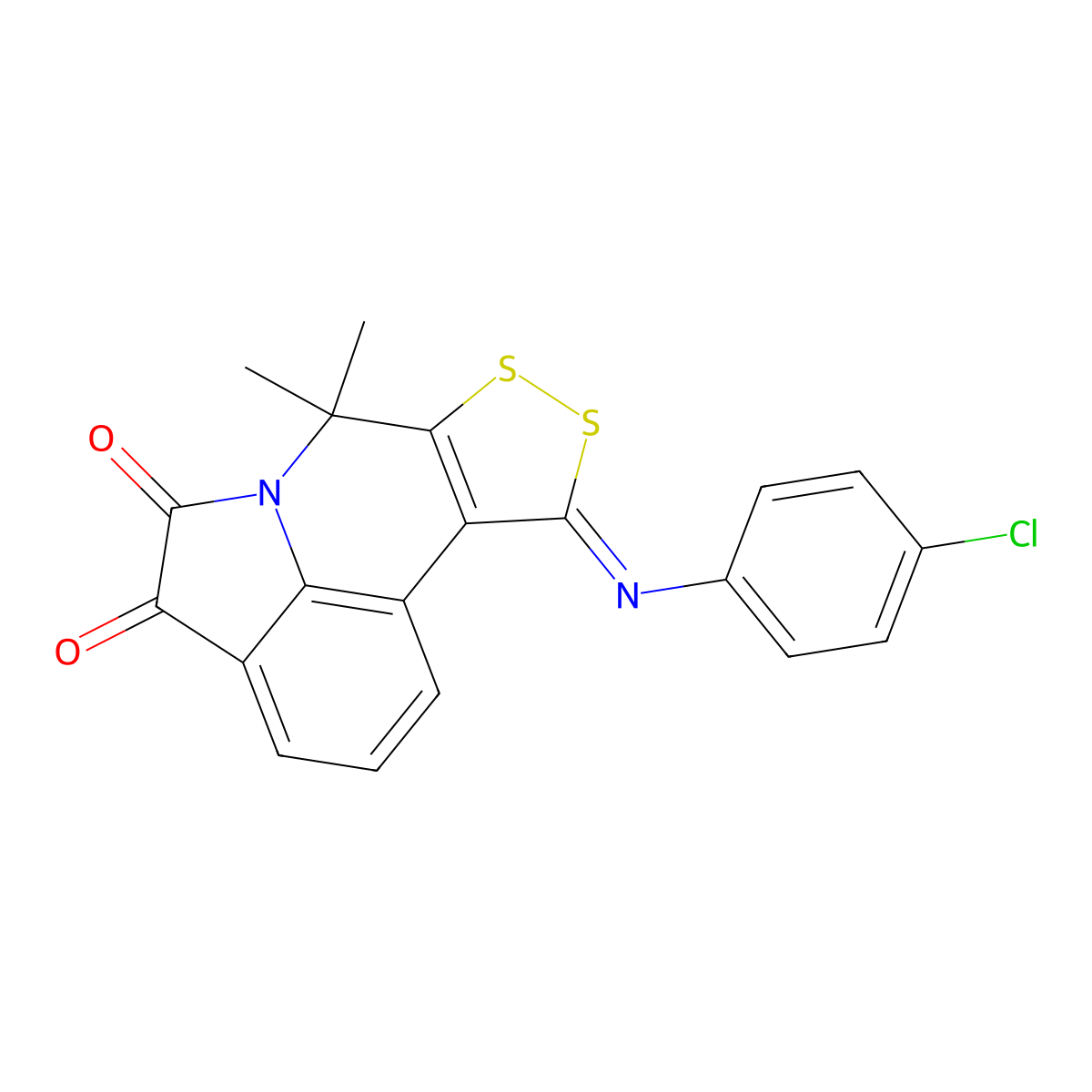 (10Z)-10-[(4-chlorophenyl)imino]-7,7-dimethyl-7,10-dihydro[1,2]dithiolo[3,4-c]pyrrolo[3,2,1-ij]quinoline-4,5-dione molecular structure, CAS 511514-84-4