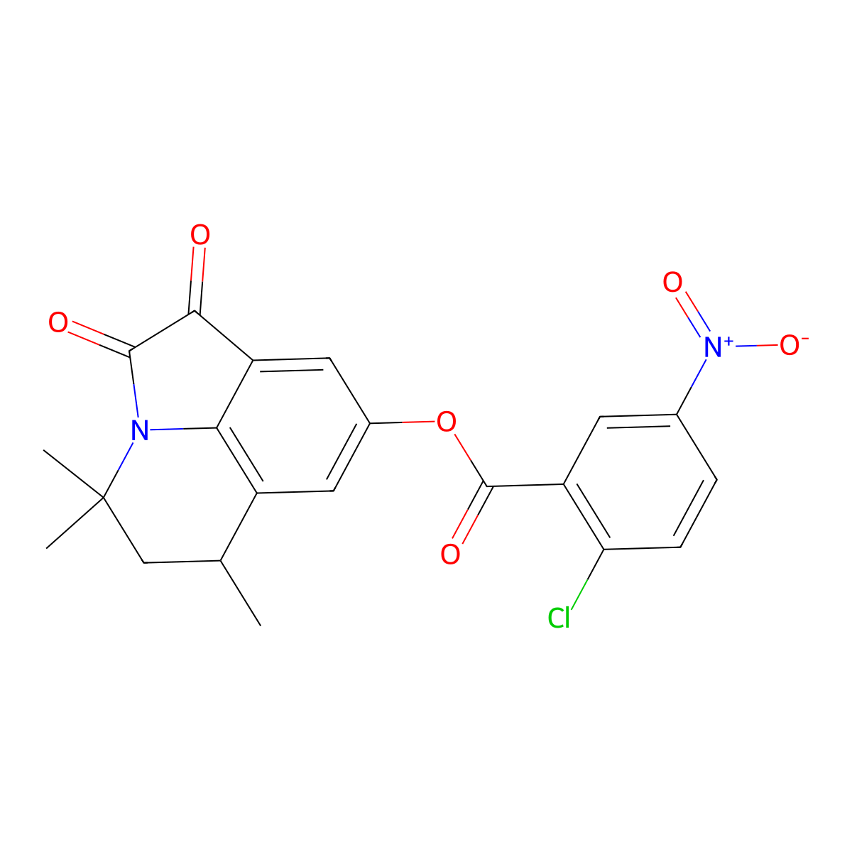 4,4,6-trimethyl-1,2-dioxo-1,2,5,6-tetrahydro-4H-pyrrolo[3,2,1-ij]quinolin-8-yl 2-chloro-5-nitrobenzoate molecular structure, CAS 511514-85-5