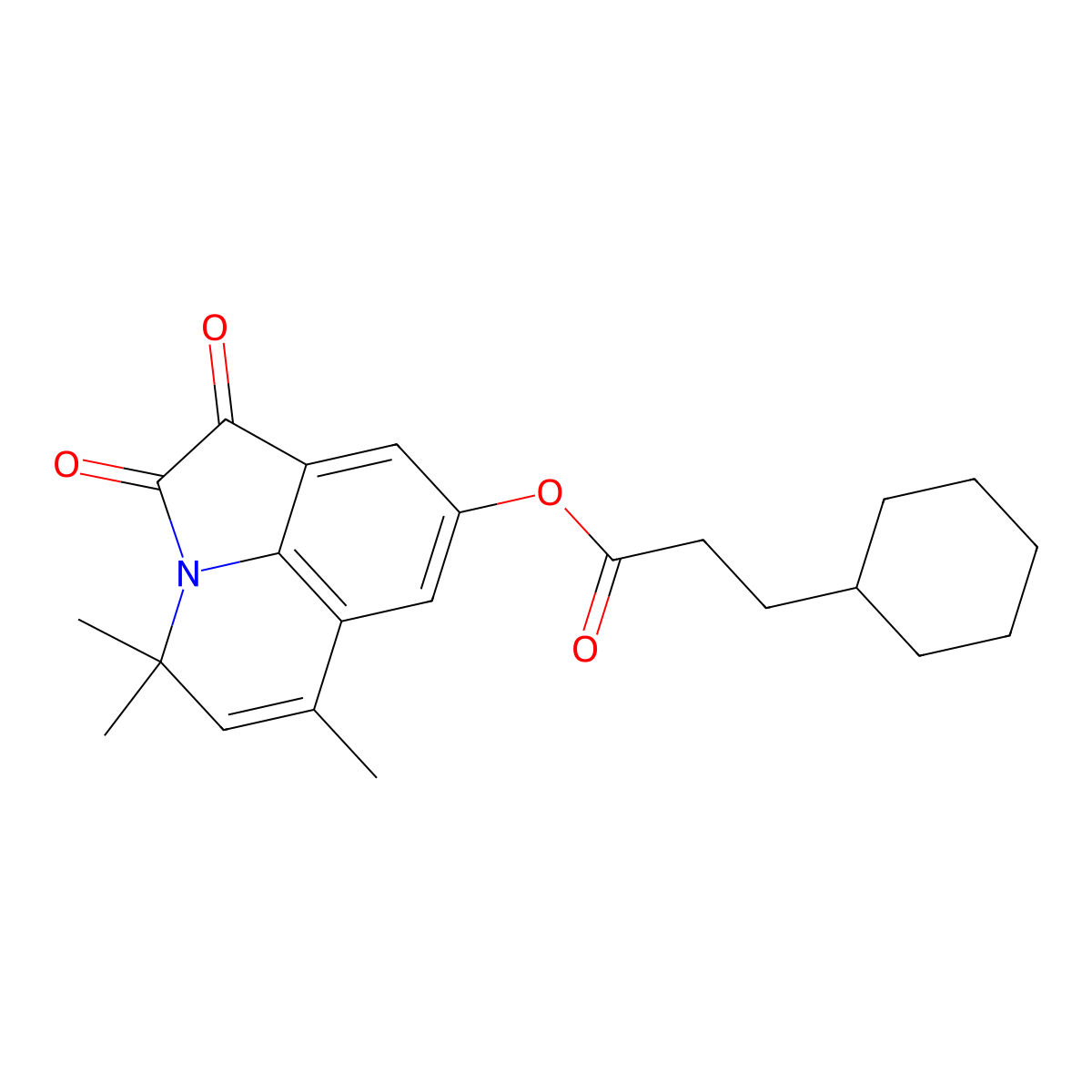 1,2-Dihydro-4,4,6-trimethyl-1,2-dioxo-4H-pyrrolo(3,2,1-ij)quinolin-8-yl cyclohexanepropanoate molecular structure, CAS 511514-88-8