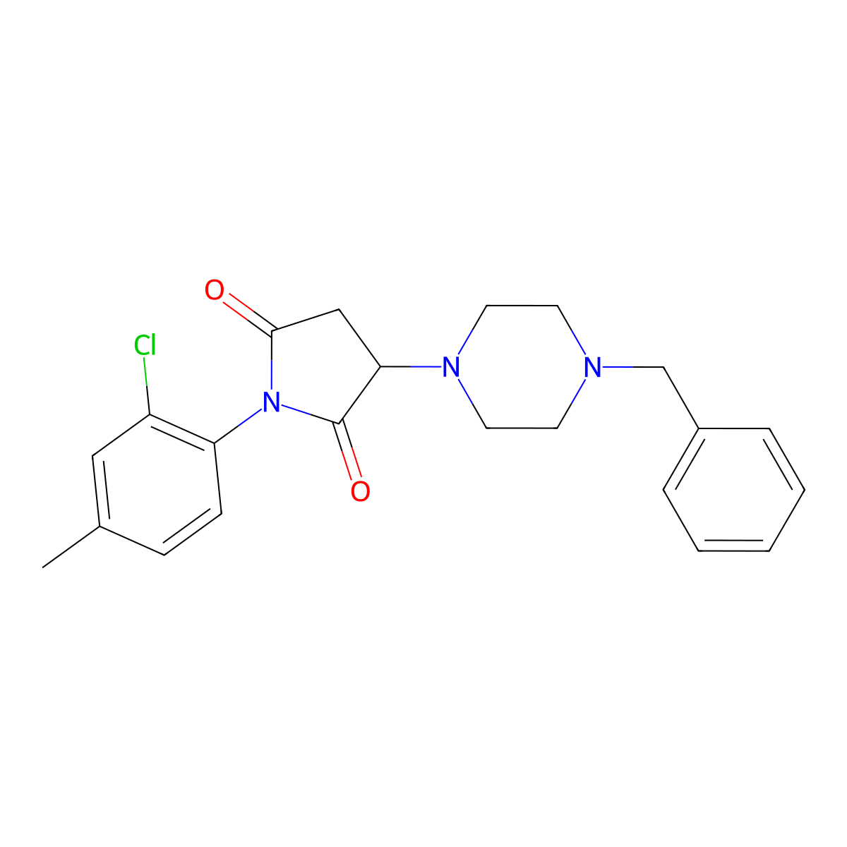 3-(4-Benzylpiperazin-1-yl)-1-(2-chloro-4-methylphenyl)pyrrolidine-2,5-dione molecular structure, CAS 511515-26-7