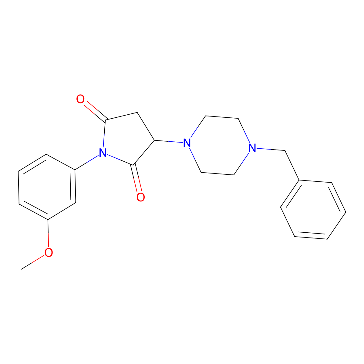 3-(4-Benzylpiperazin-1-yl)-1-(3-methoxyphenyl)pyrrolidine-2,5-dione molecular structure, CAS 511515-27-8