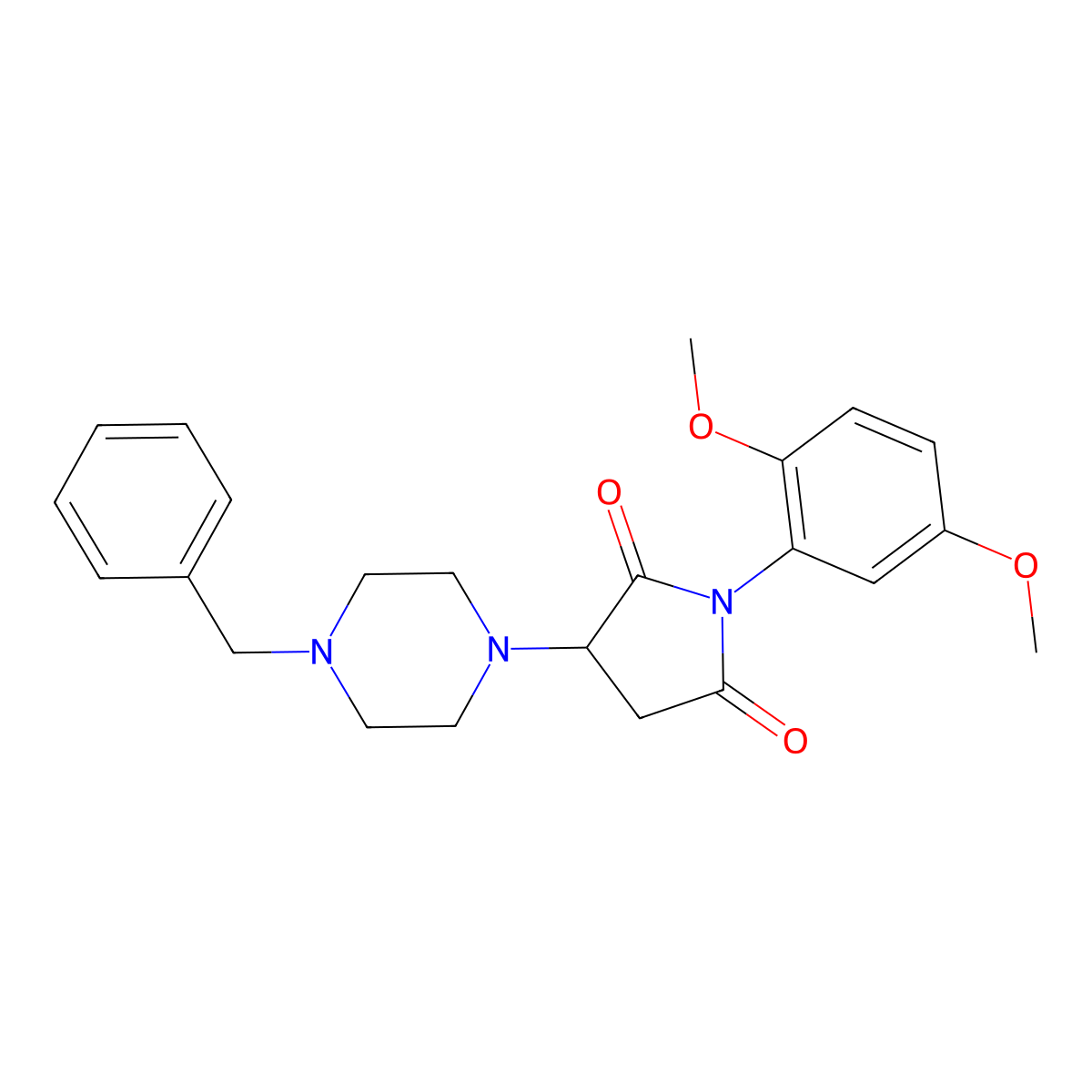 3-(4-Benzylpiperazin-1-yl)-1-(2,5-dimethoxyphenyl)pyrrolidine-2,5-dione molecular structure, CAS 511515-28-9