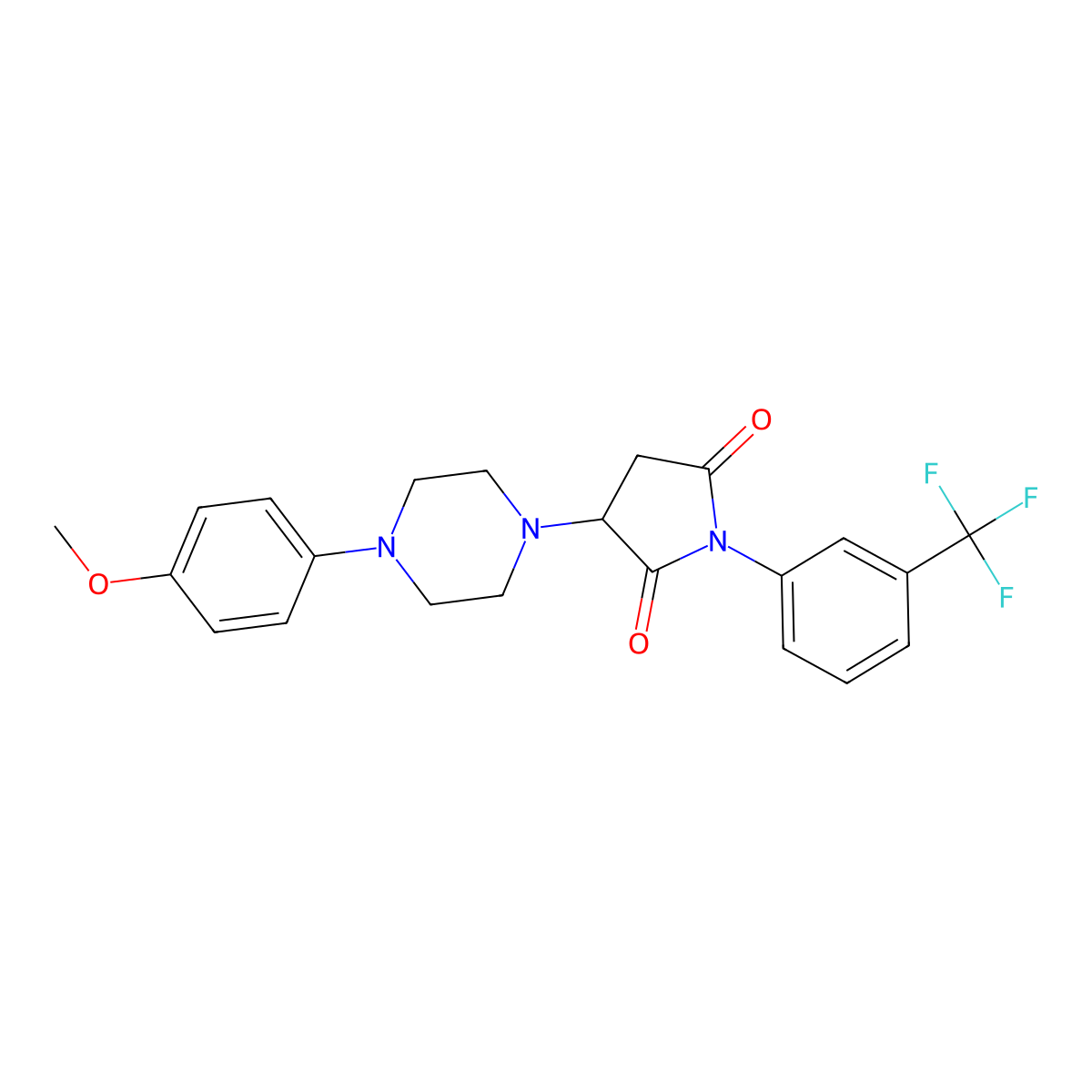 3-[4-(4-Methoxyphenyl)piperazin-1-yl]-1-[3-(trifluoromethyl)phenyl]pyrrolidine-2,5-dione molecular structure, CAS 511515-39-2