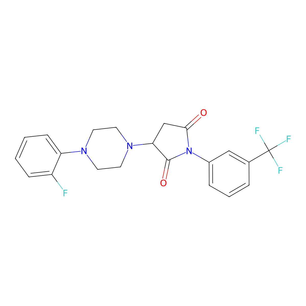 3-[4-(2-Fluorophenyl)piperazin-1-yl]-1-[3-(trifluoromethyl)phenyl]pyrrolidine-2,5-dione molecular structure, CAS 511515-40-5