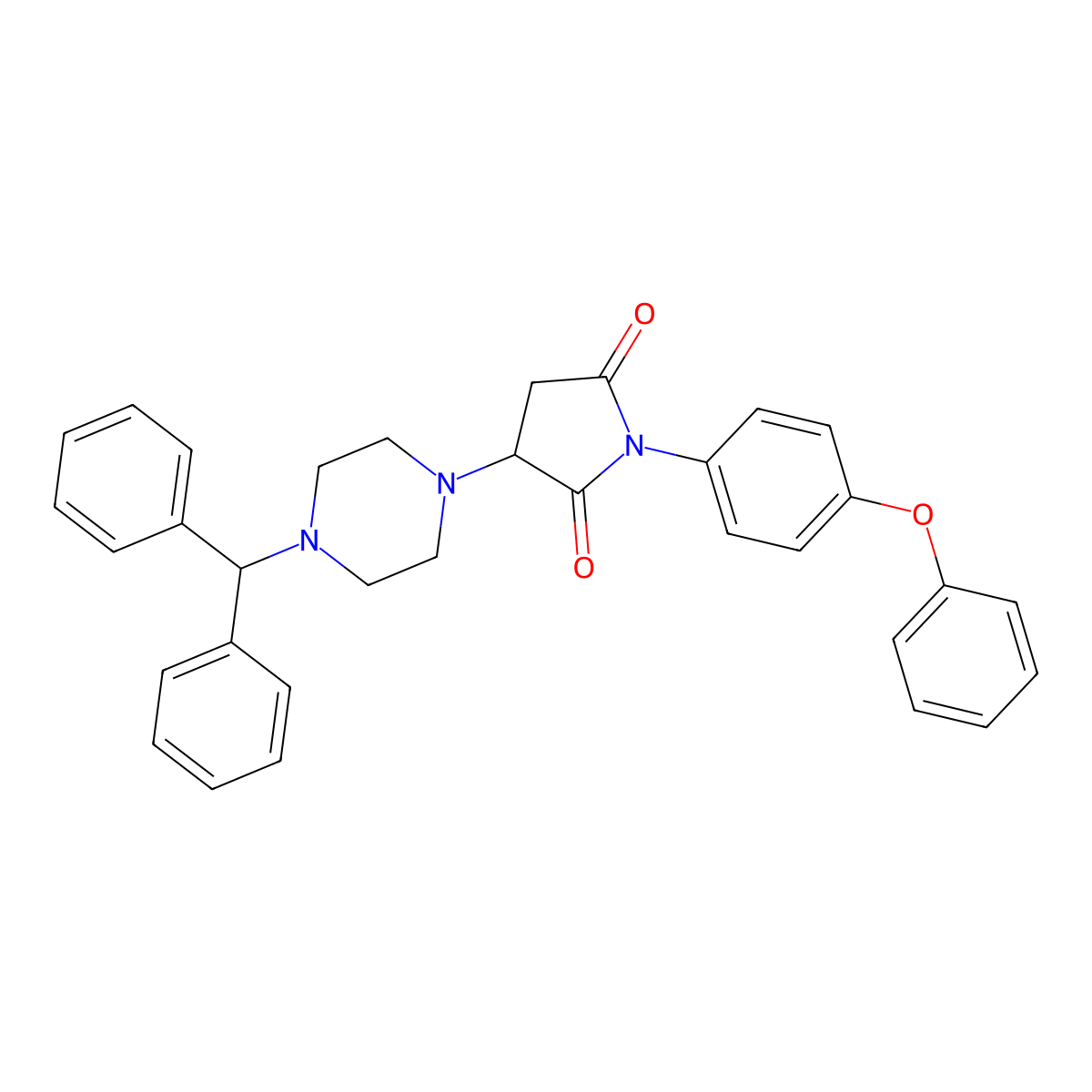 3-[4-(Diphenylmethyl)piperazin-1-yl]-1-(4-phenoxyphenyl)pyrrolidine-2,5-dione molecular structure, CAS 511515-42-7