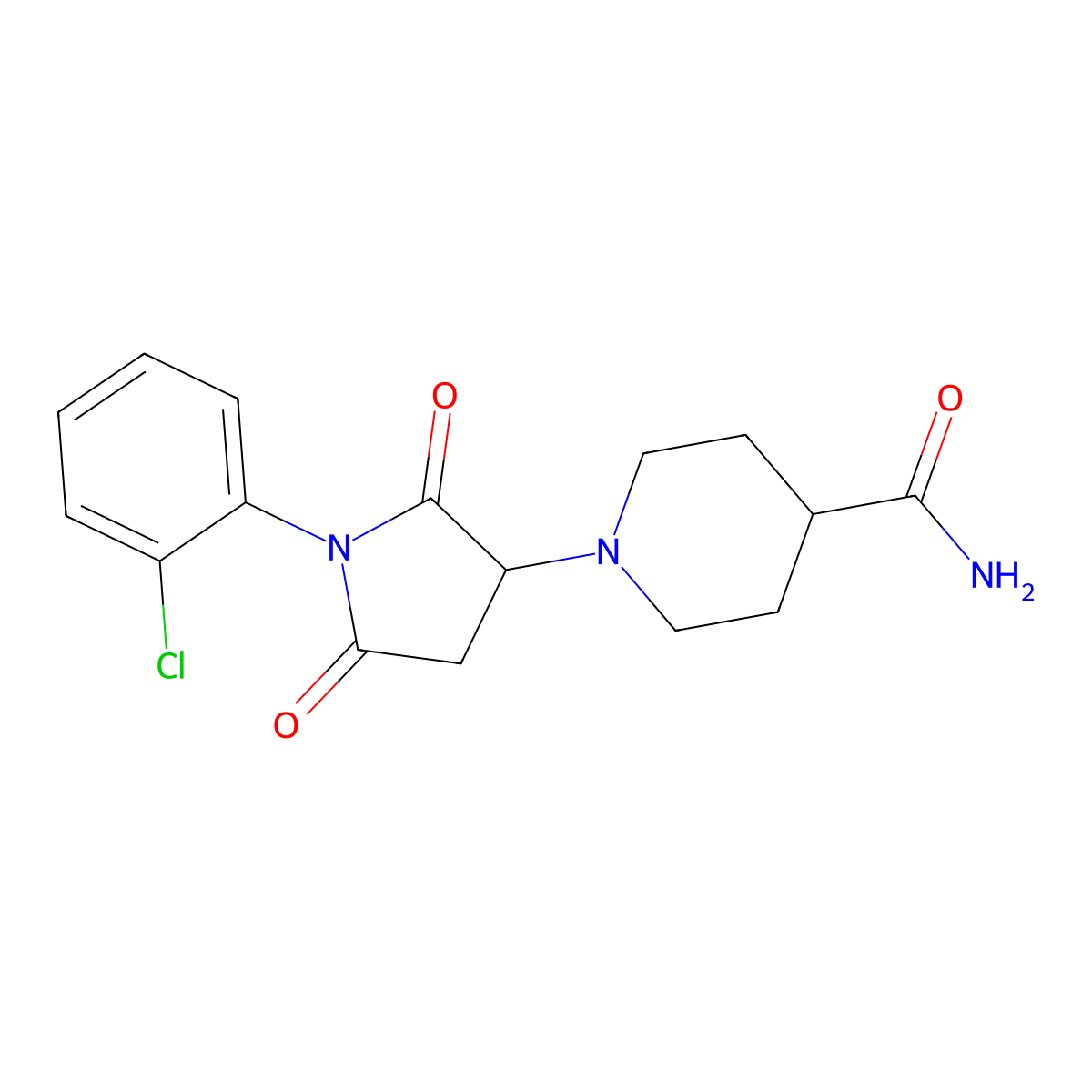 1-[1-(2-Chlorophenyl)-2,5-dioxopyrrolidin-3-yl]piperidine-4-carboxamide molecular structure, CAS 511515-46-1