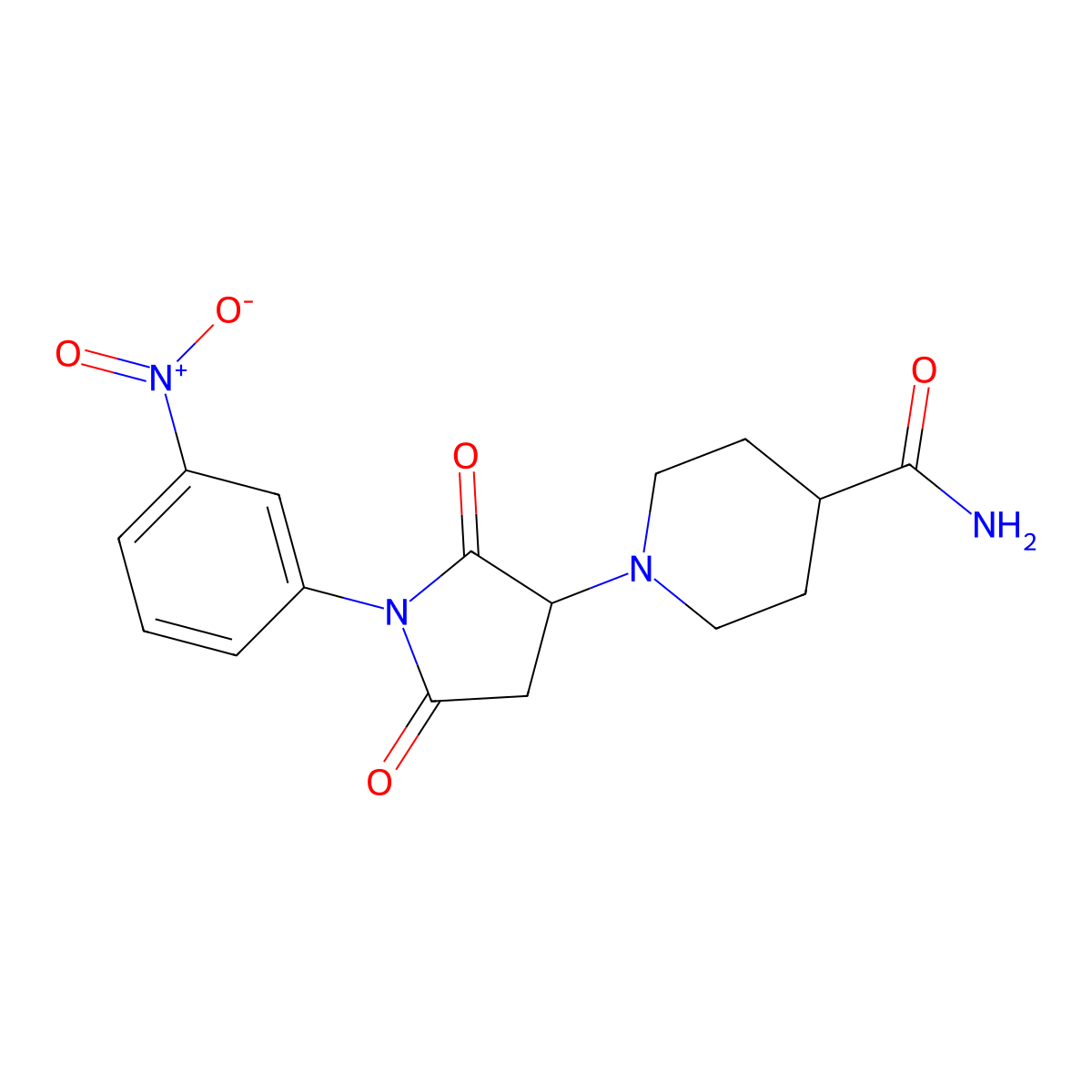 1-[1-(3-Nitrophenyl)-2,5-dioxopyrrolidin-3-yl]piperidine-4-carboxamide molecular structure, CAS 511515-47-2