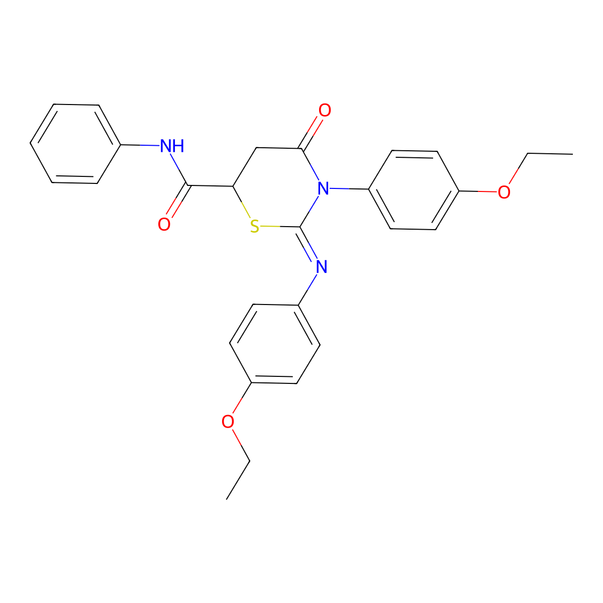 (2E)-3-(4-ethoxyphenyl)-2-[(4-ethoxyphenyl)imino]-4-oxo-N-phenyl-1,3-thiazinane-6-carboxamide molecular structure, CAS 511515-48-3