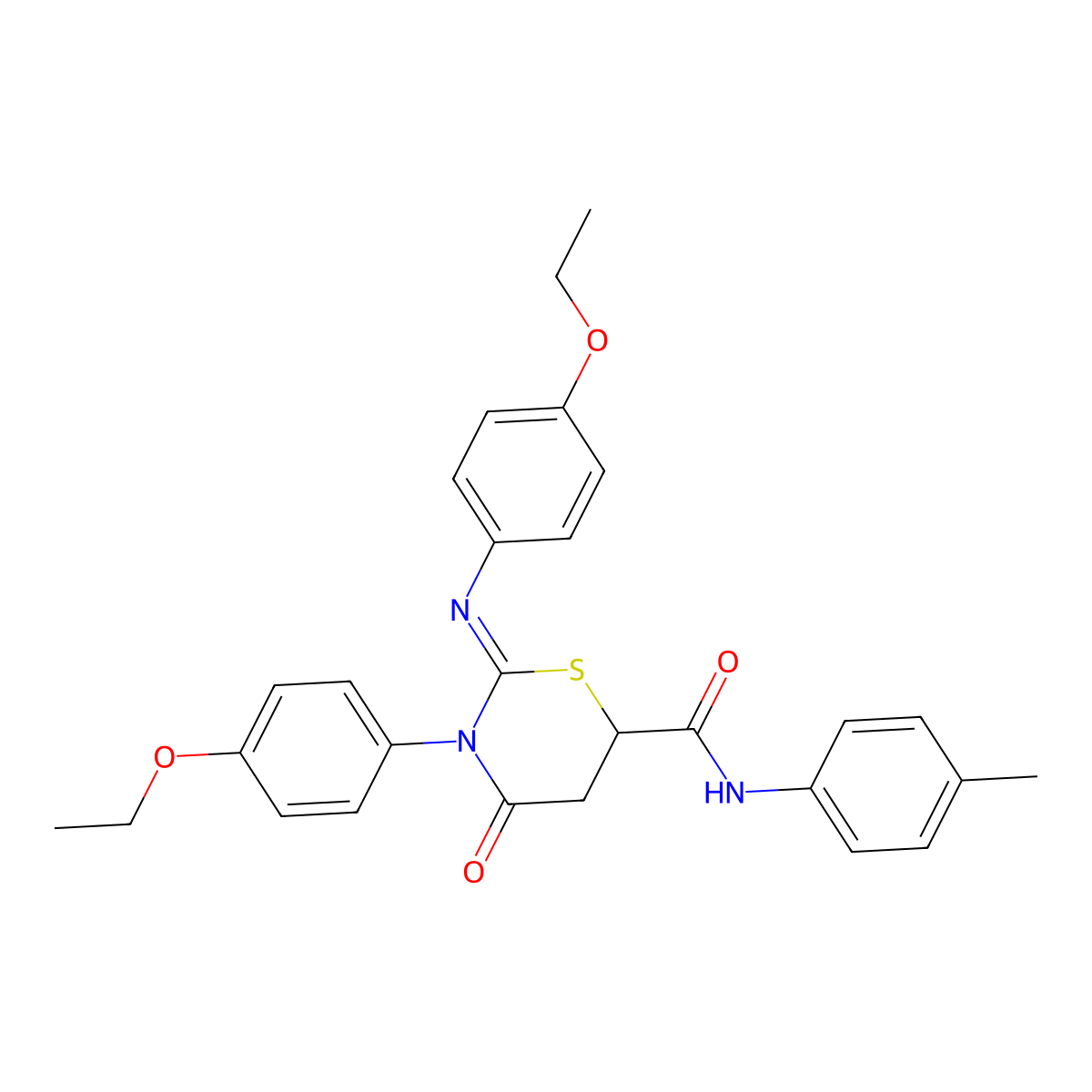 (2E)-3-(4-ethoxyphenyl)-2-[(4-ethoxyphenyl)imino]-N-(4-methylphenyl)-4-oxo-1,3-thiazinane-6-carboxamide molecular structure, CAS 511515-49-4