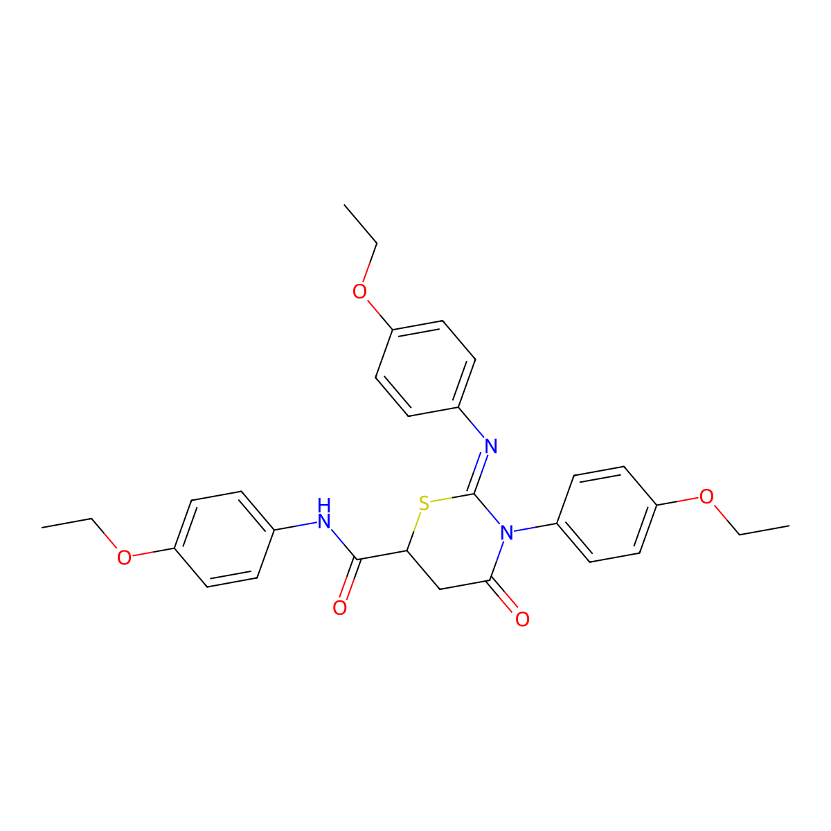 (2E)-N,3-bis(4-ethoxyphenyl)-2-[(4-ethoxyphenyl)imino]-4-oxo-1,3-thiazinane-6-carboxamide molecular structure, CAS 511515-50-7
