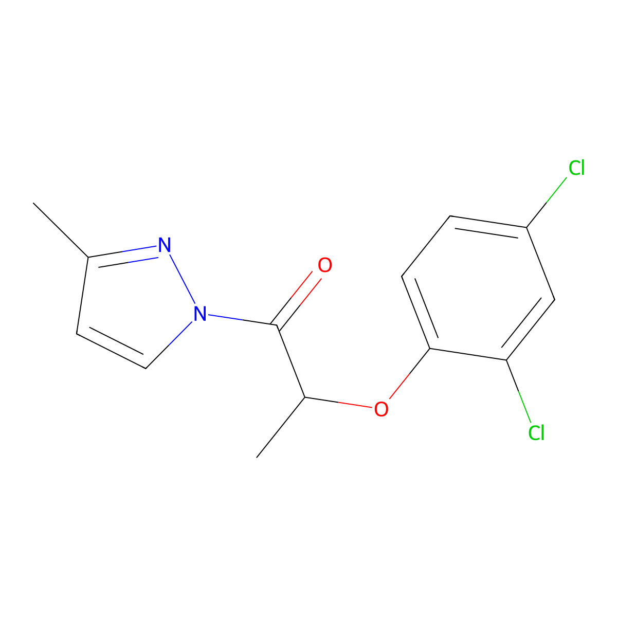 2-(2,4-Dichlorophenoxy)-1-(3-methylpyrazol-1-yl)propan-1-one molecular structure, CAS 511517-19-4