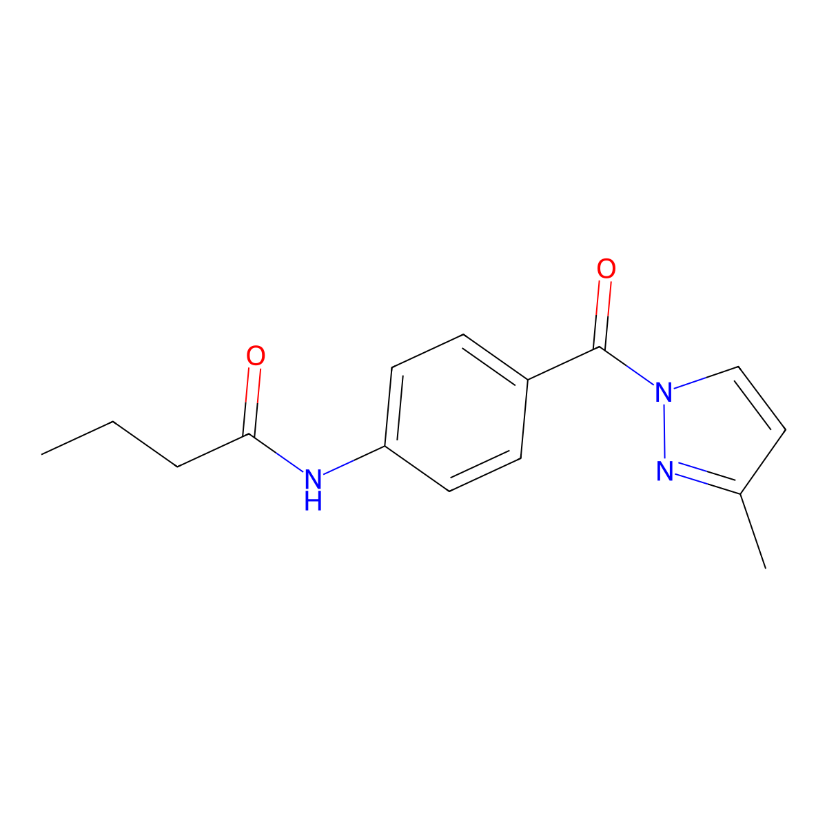 N-{4-[(3-methyl-1H-pyrazol-1-yl)carbonyl]phenyl}butanamide molecular structure, CAS 511517-22-9