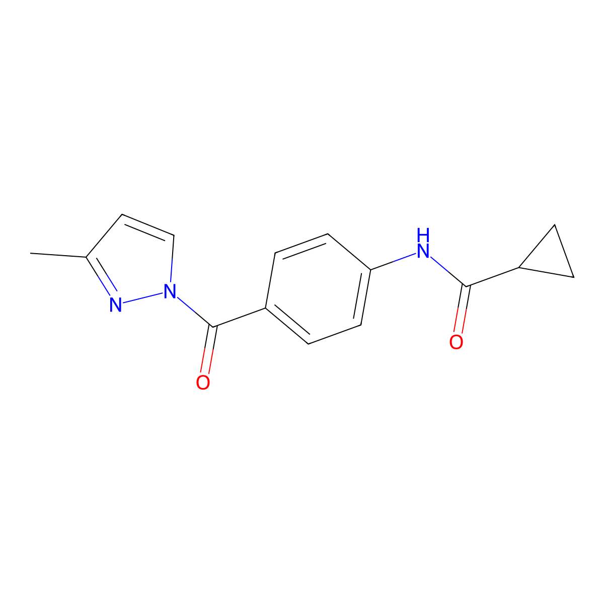 N-[4-(3-methylpyrazole-1-carbonyl)phenyl]cyclopropanecarboxamide molecular structure, CAS 511517-47-8