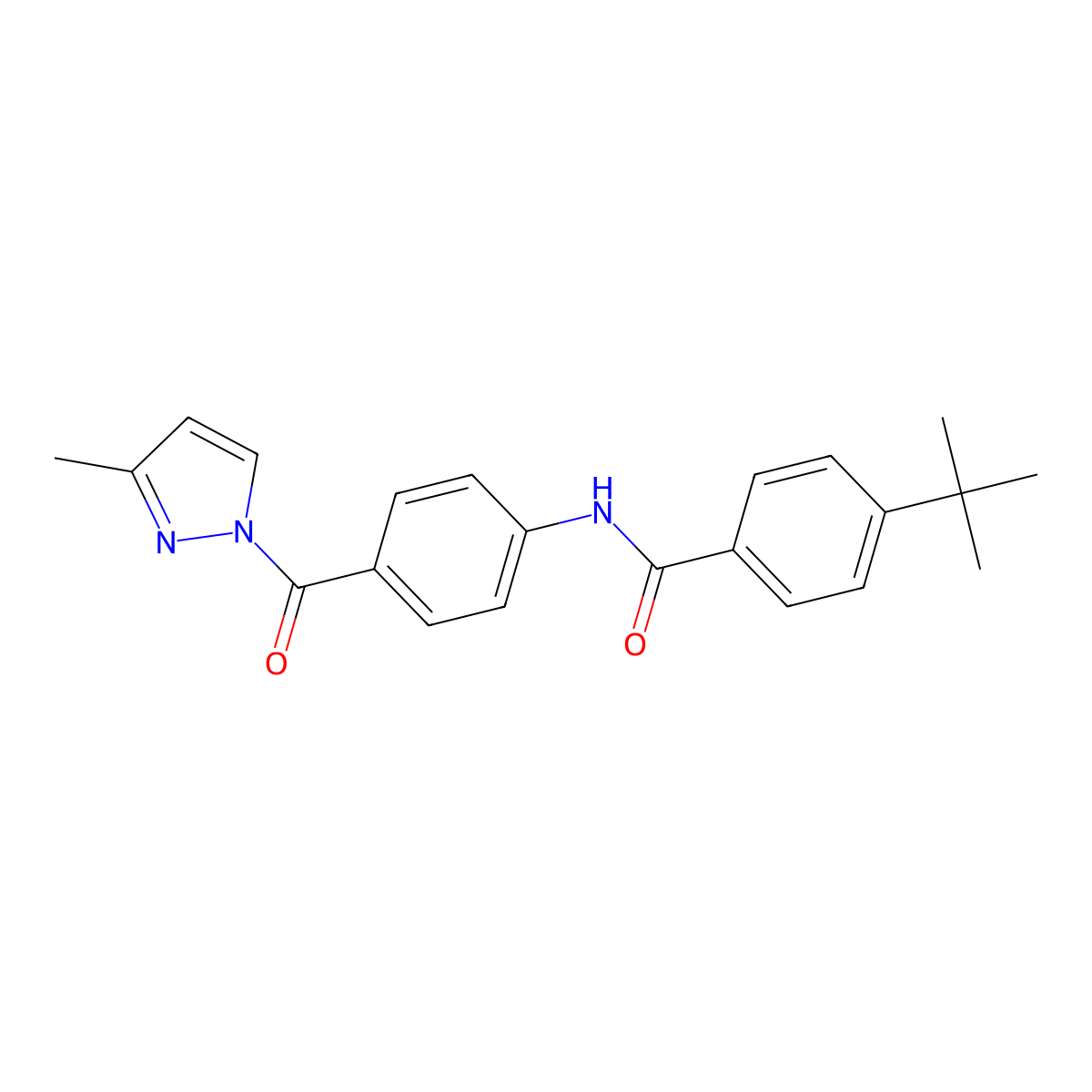 4-tert-butyl-N-{4-[(3-methyl-1H-pyrazol-1-yl)carbonyl]phenyl}benzamide molecular structure, CAS 511517-60-5