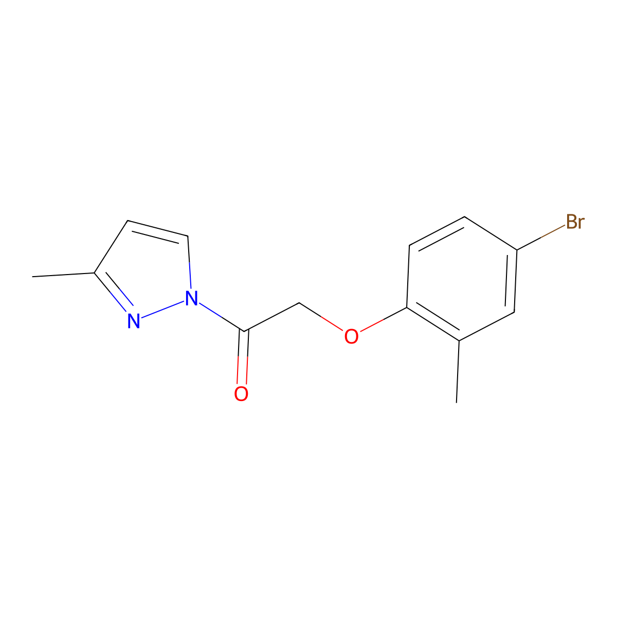 2-(4-Bromo-2-methylphenoxy)-1-(3-methylpyrazol-1-yl)ethanone molecular structure, CAS 511517-63-8