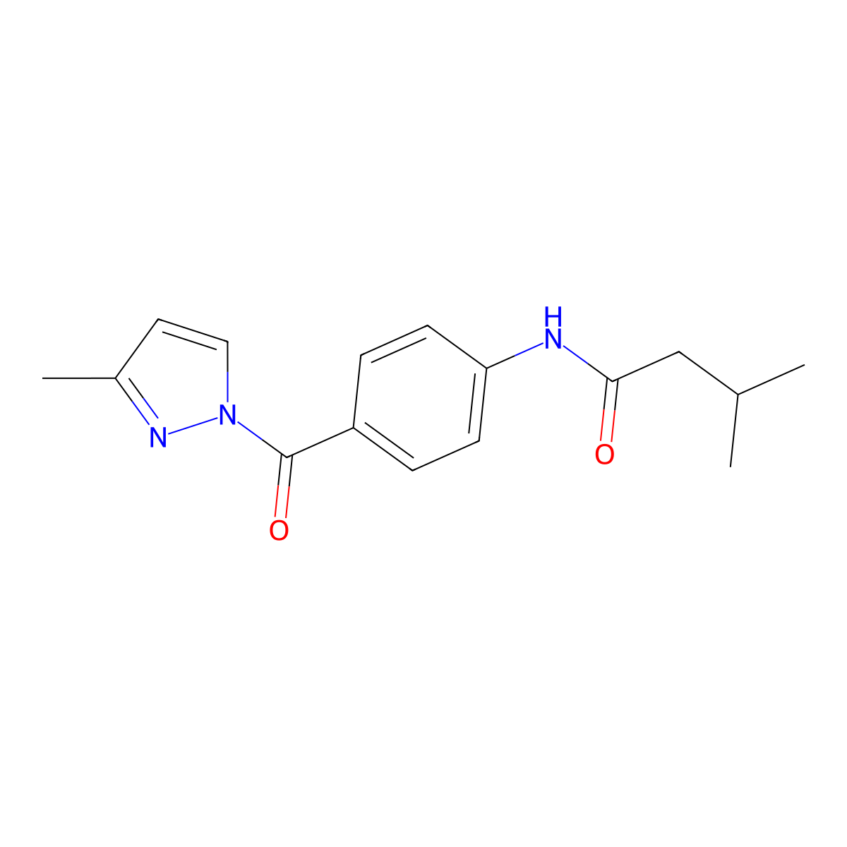 3-methyl-N-{4-[(3-methyl-1H-pyrazol-1-yl)carbonyl]phenyl}butanamide molecular structure, CAS 511517-65-0