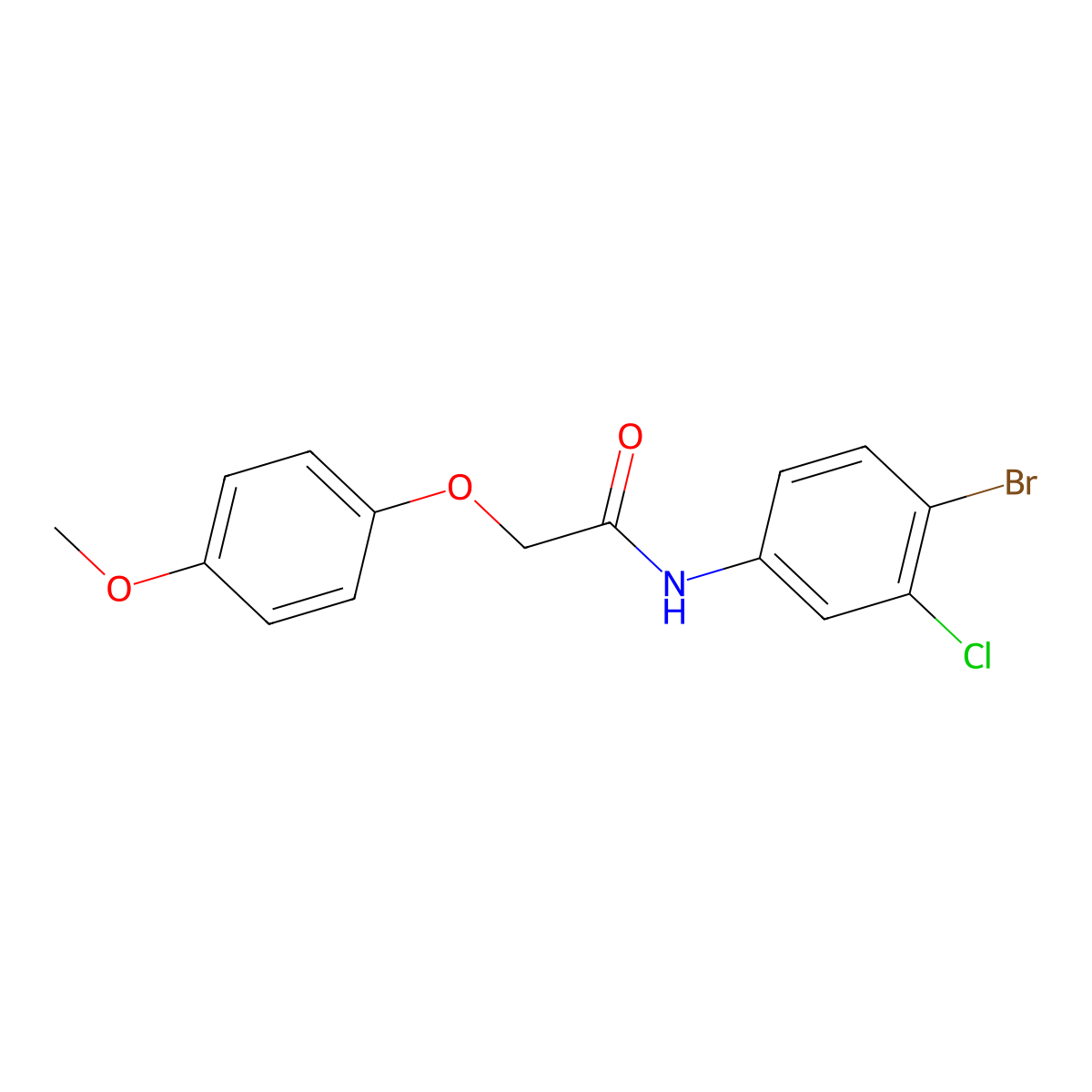 N-(4-bromo-3-chlorophenyl)-2-(4-methoxyphenoxy)acetamide molecular structure, CAS 511517-75-2