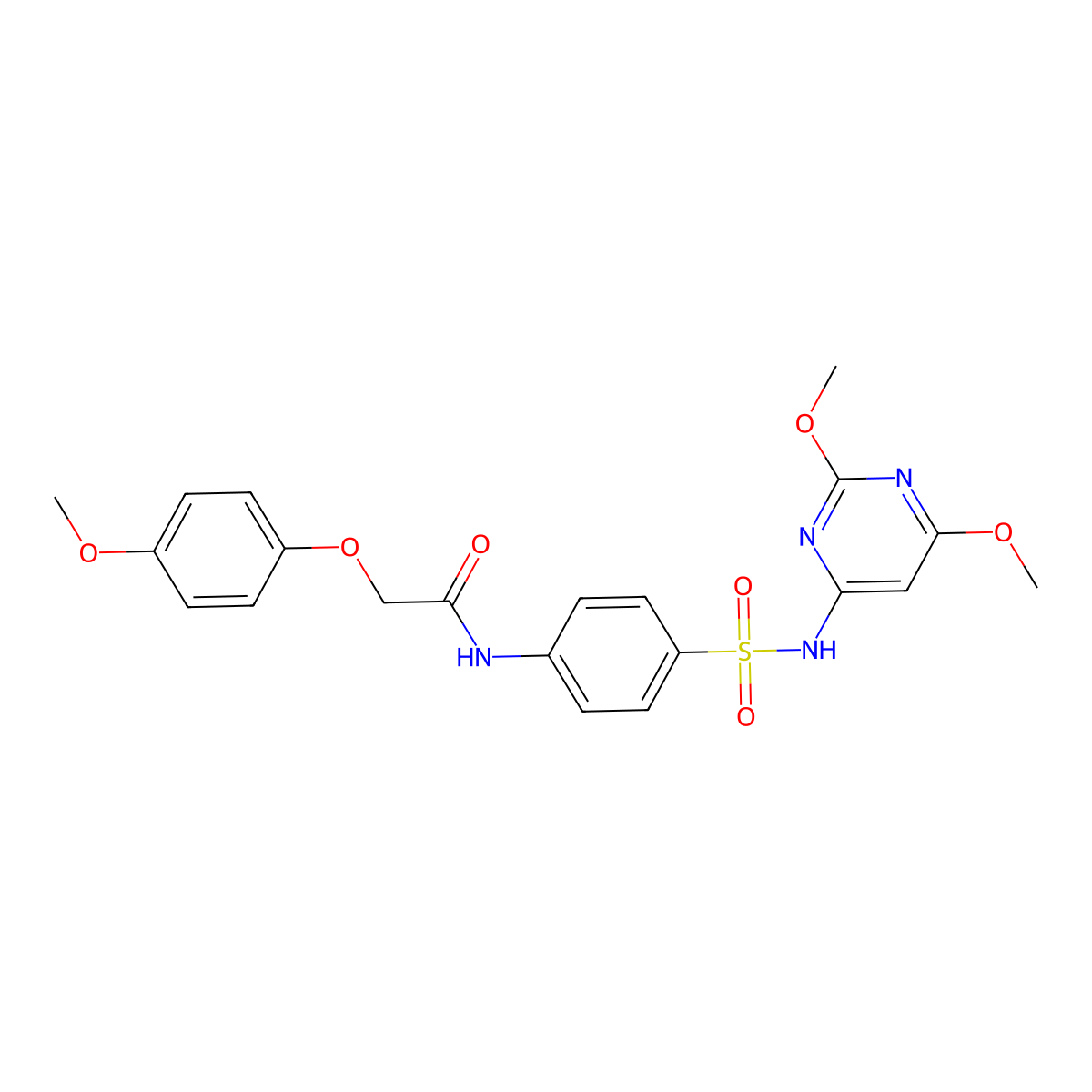 N-[4-[(2,6-dimethoxypyrimidin-4-yl)sulfamoyl]phenyl]-2-(4-methoxyphenoxy)acetamide molecular structure, CAS 511517-78-5