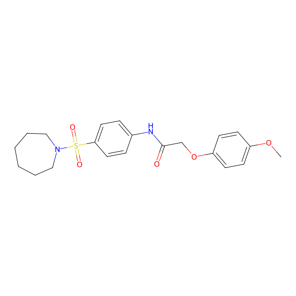 N-[4-(1-azepanylsulfonyl)phenyl]-2-(4-methoxyphenoxy)acetamide molecular structure, CAS 511517-79-6