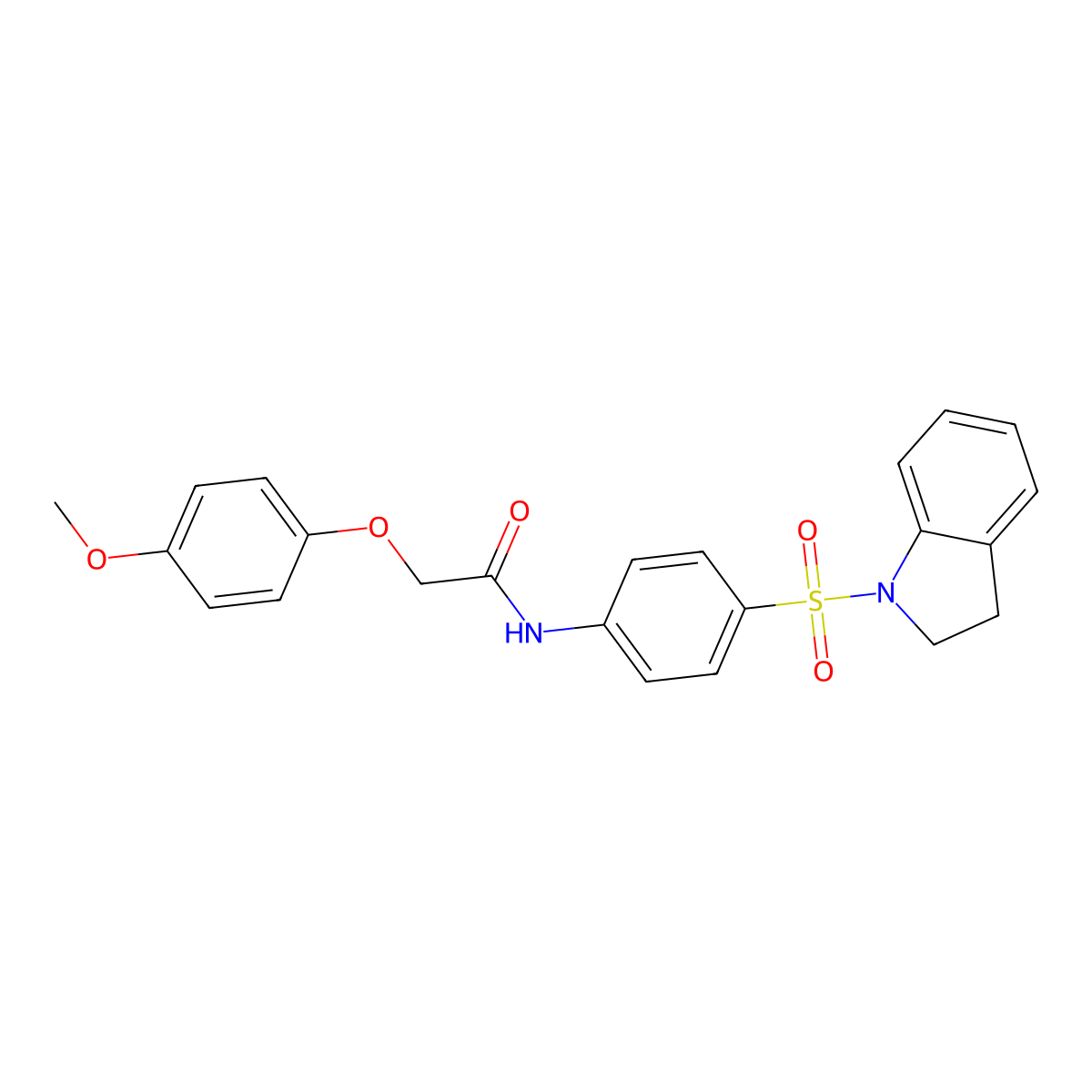 N-[4-(2,3-dihydro-1H-indol-1-ylsulfonyl)phenyl]-2-(4-methoxyphenoxy)acetamide molecular structure, CAS 511517-80-9