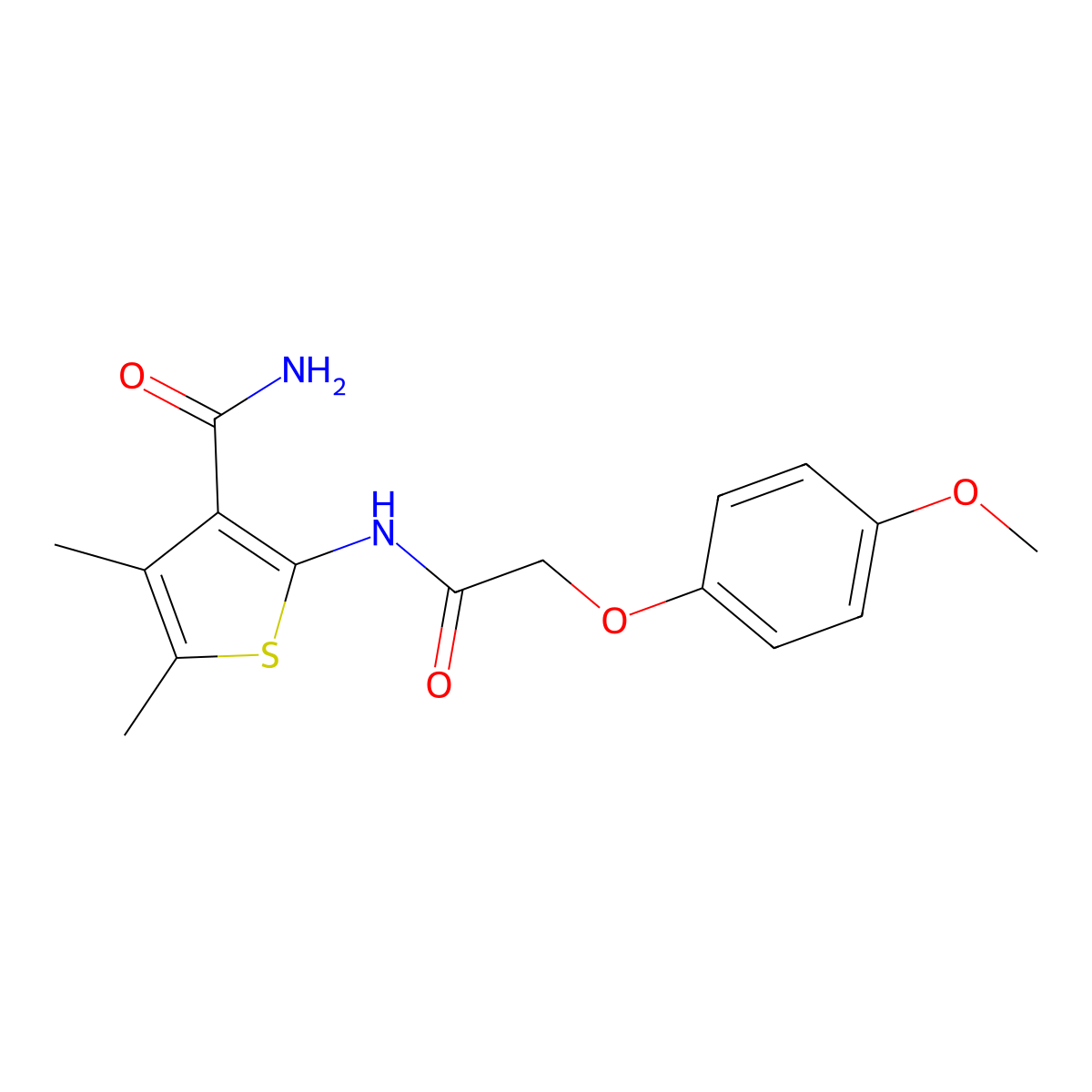 2-{[(4-Methoxyphenoxy)acetyl]amino}-4,5-dimethyl-3-thiophenecarboxamide molecular structure, CAS 511517-84-3
