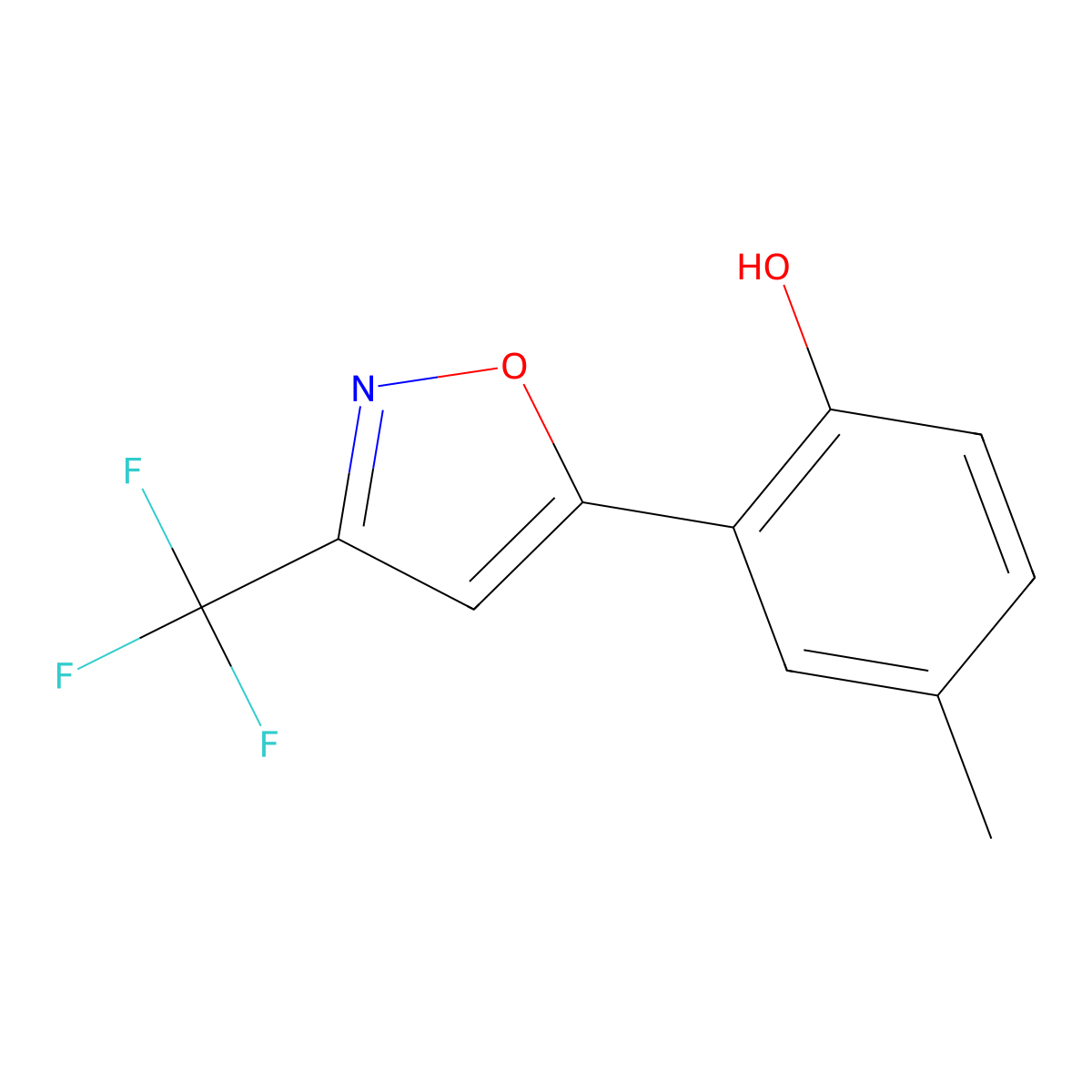 4-Methyl-2-[3-(trifluoromethyl)isoxazol-5-yl]phenol molecular structure, CAS 511528-93-1