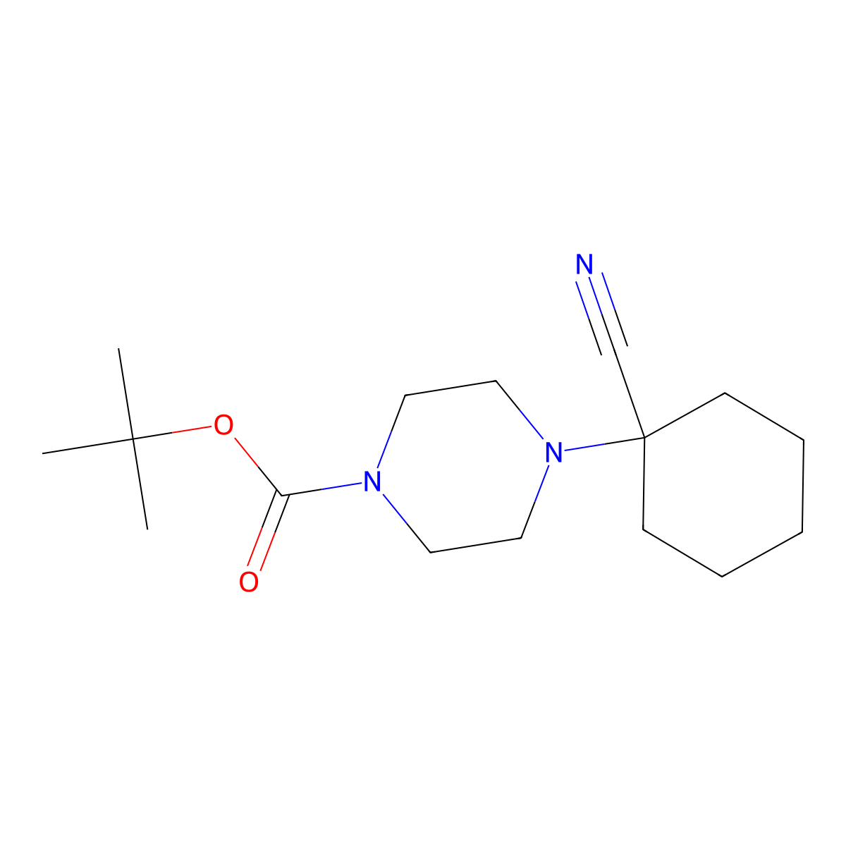 Tert-butyl 4-(1-cyanocyclohexyl)piperazine-1-carboxylate molecular structure, CAS 511538-85-5