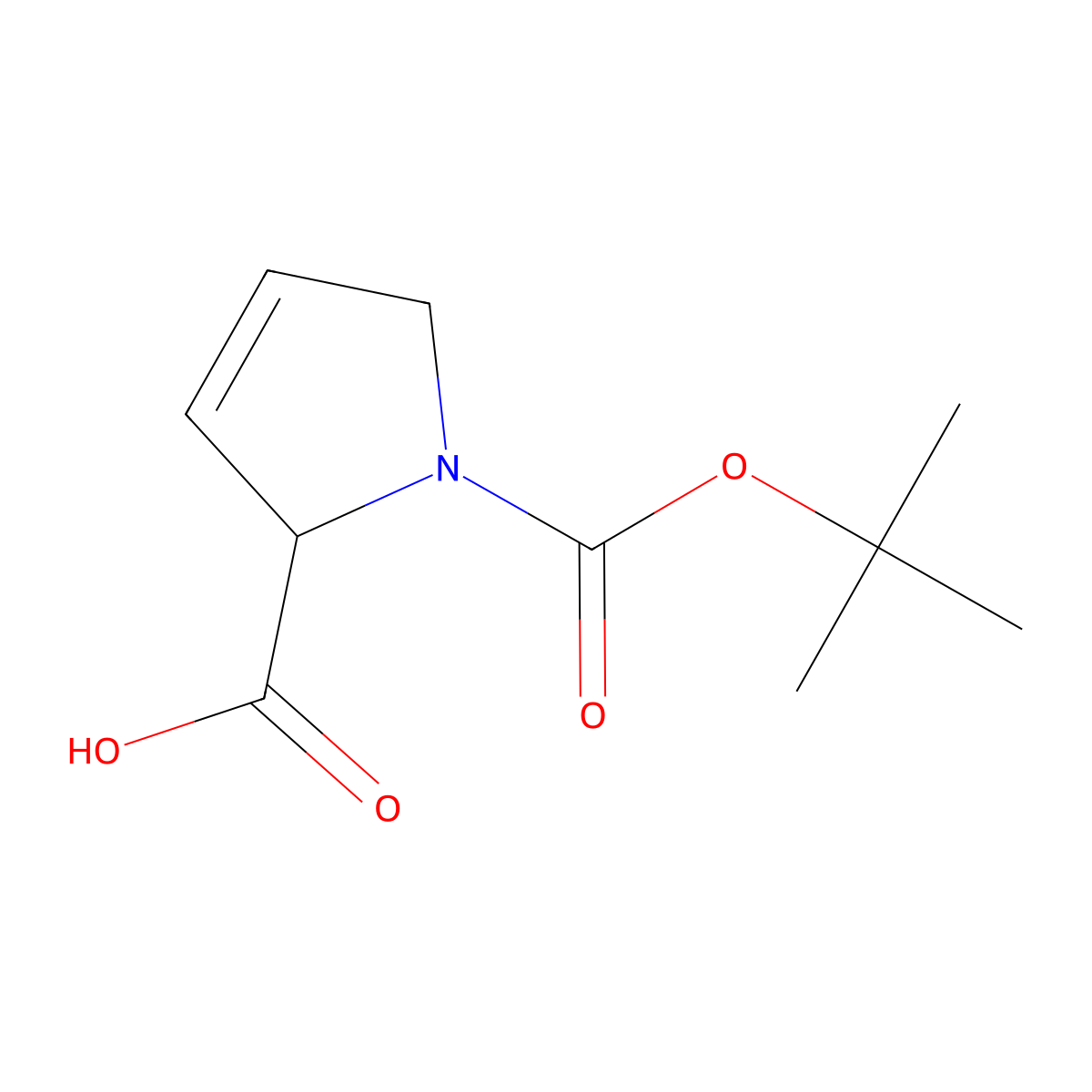 (S)-1-(tert-Butoxycarbonyl)-2,5-dihydro-1H-pyrrole-2-carboxylic acid molecular structure, CAS 51154-06-4