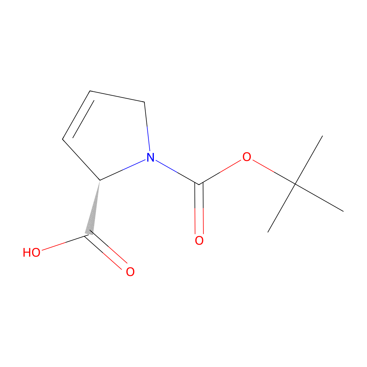 (S)-1-(tert-Butoxycarbonyl)-2,5-dihydro-1H-pyrrole-2-carboxylic acid molecular structure, CAS 51154-06-4