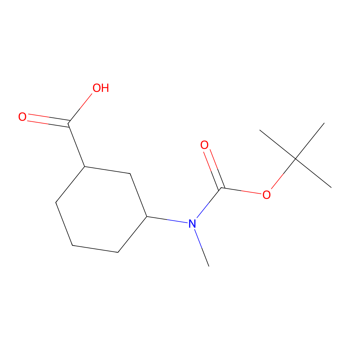 (1R,3S)-3-{[(tert-Butoxy)carbonyl](methyl)amino}cyclohexane-1-carboxylic acid molecular structure, CAS 511547-46-9