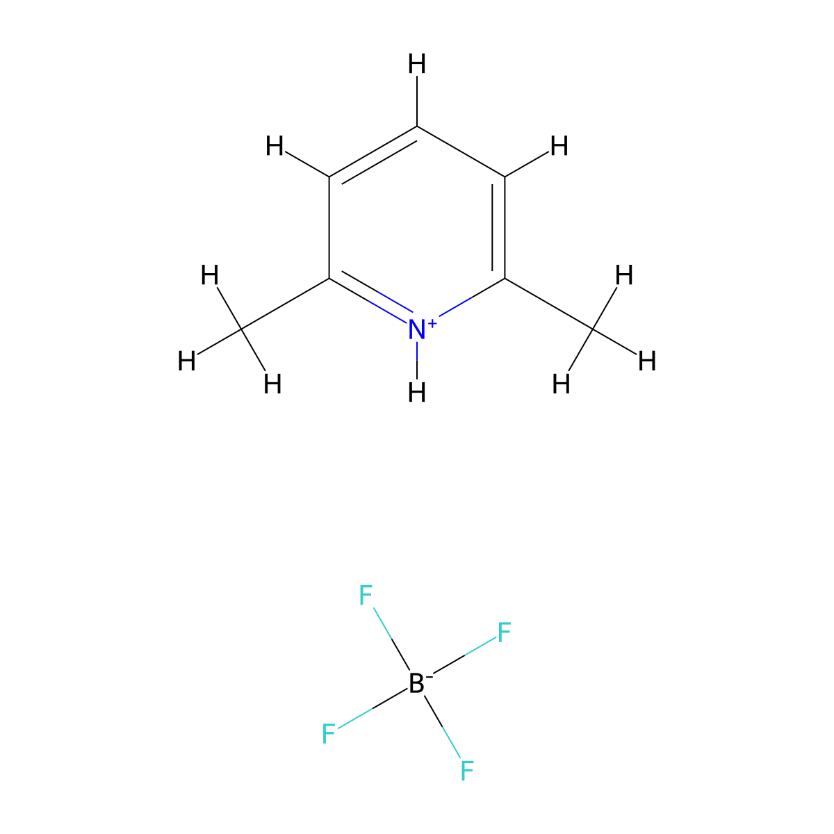 2,6-Dimethylpyridin-1-ium tetrafluoroborate molecular structure, CAS 51158-94-2