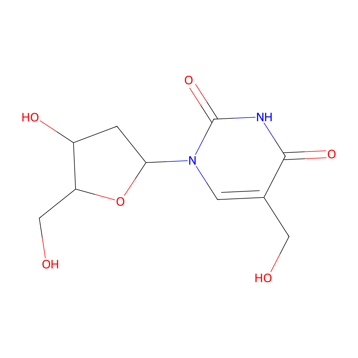 5-Hydroxymethyl-2'-deoxyuridine molecular structure, CAS 5116-24-5