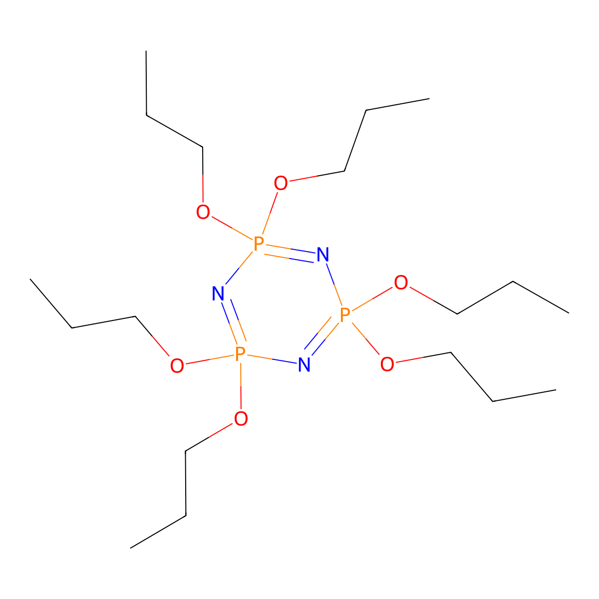 2,2,4,4,6,6-Hexahydro-2,2,4,4,6,6-hexapropoxy-1,2,3,4,5,6-triazatriphosphorine molecular structure, CAS 5116-77-8