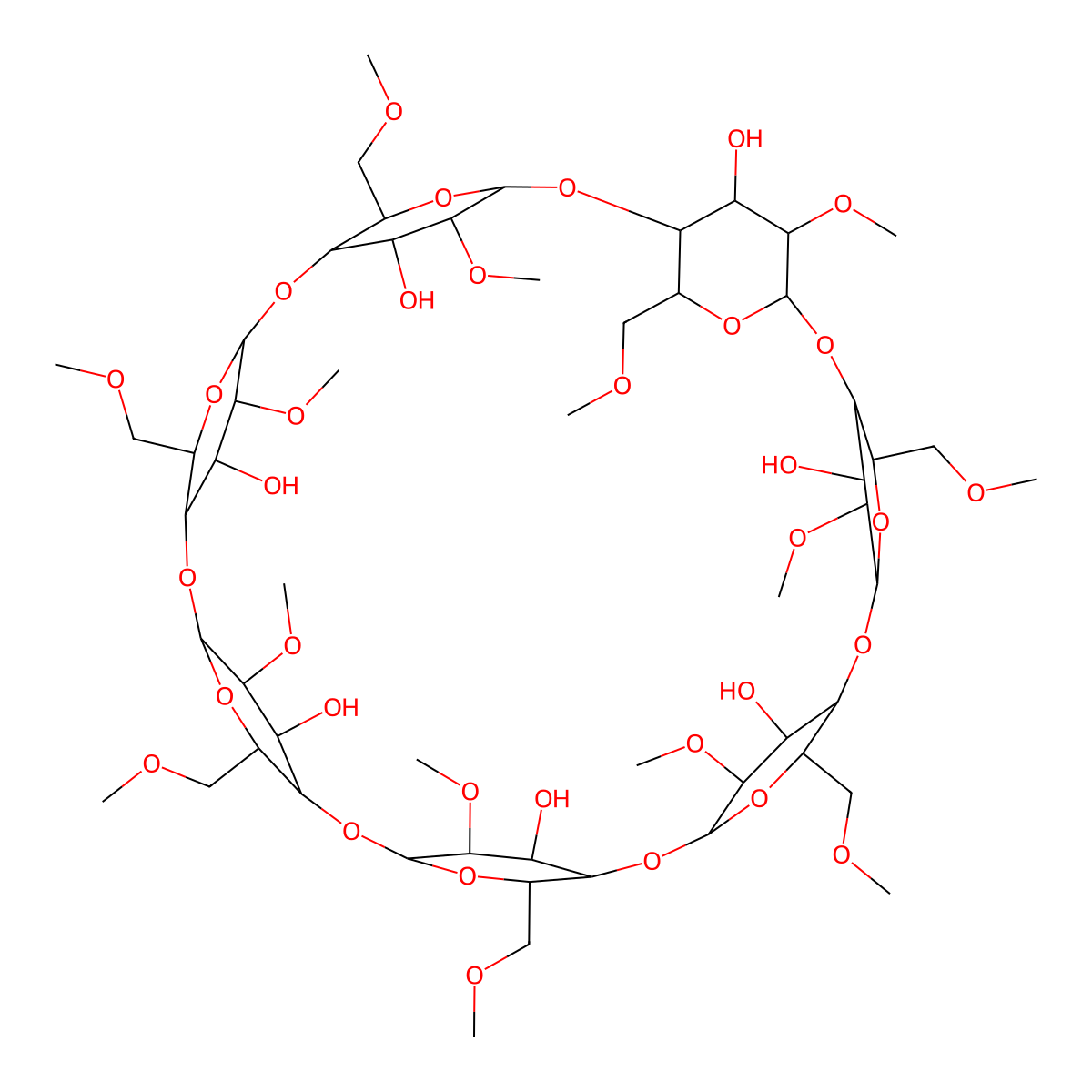 Di-O-methyl-beta-cyclodextrin molecular structure, CAS 51166-71-3