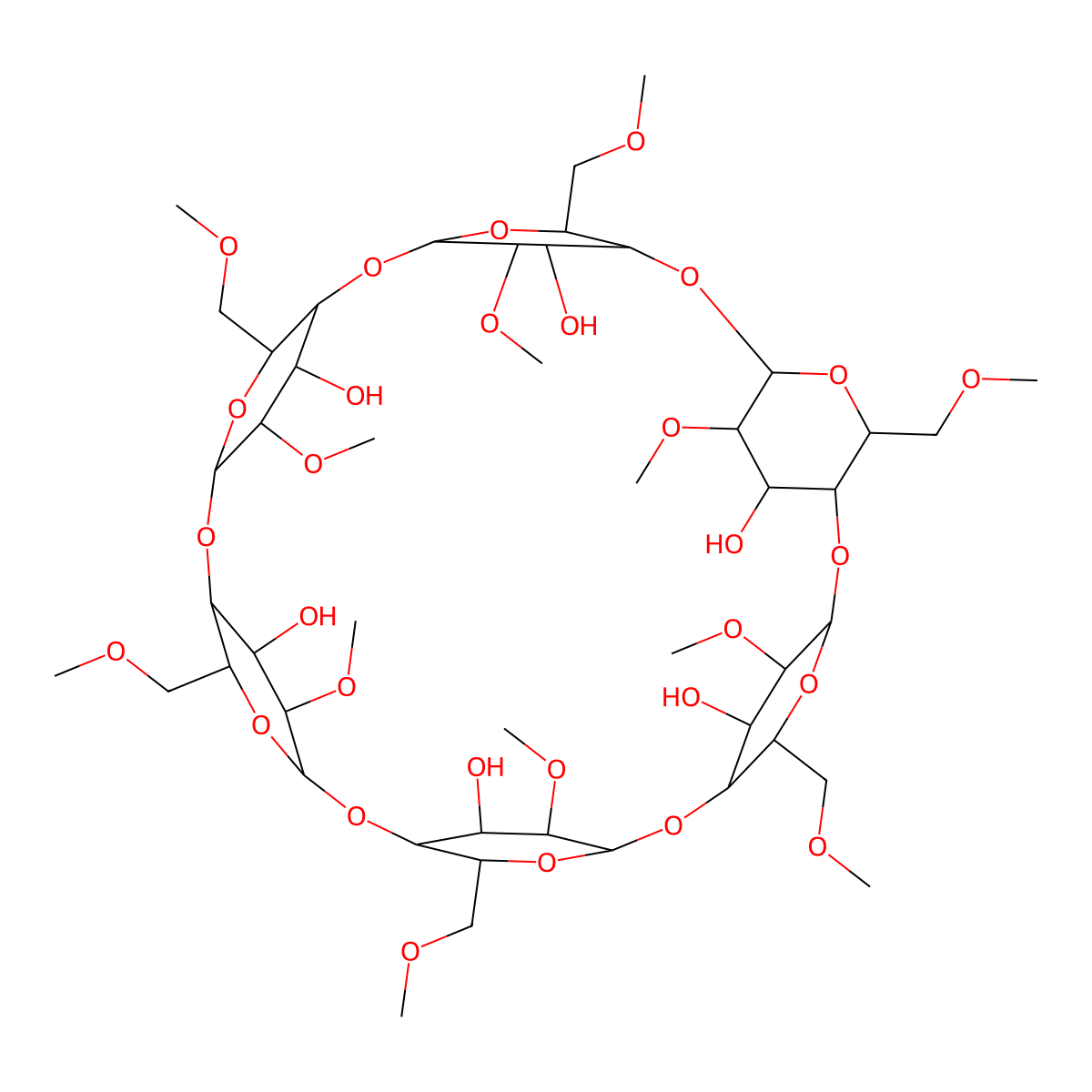 Dimethyl-alpha-cyclodextrin molecular structure, CAS 51166-72-4