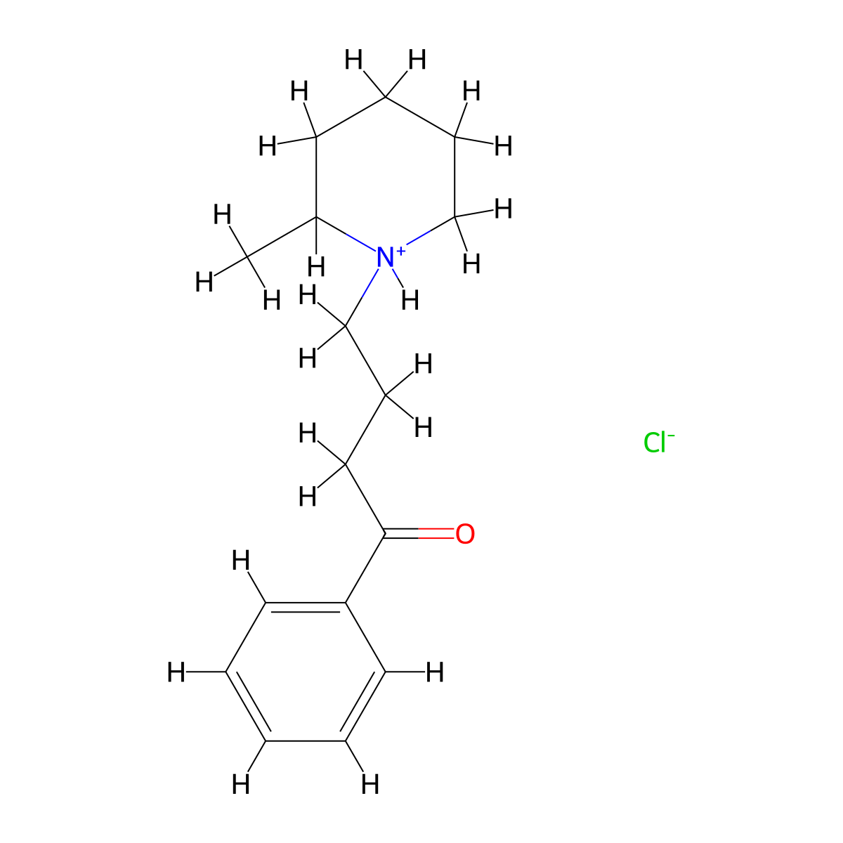 4-(2-Methylpiperidin-1-yl)-1-phenylbutan-1-one--hydrogen chloride (1/1) molecular structure, CAS 51167-86-3