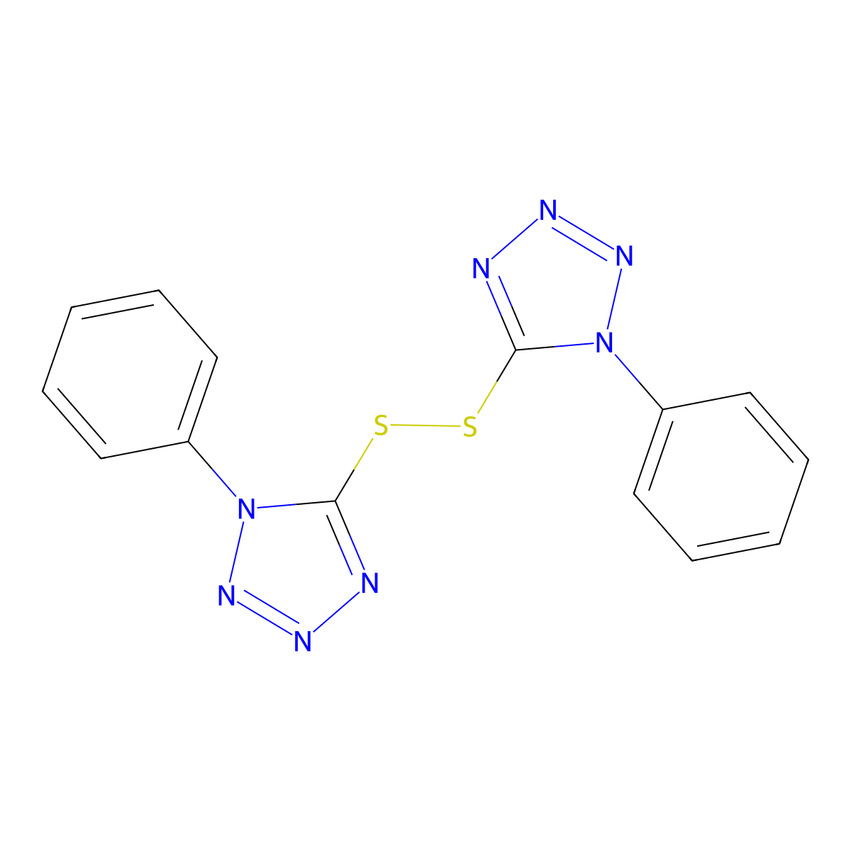 5,5'-dithiobis(1-phenyl-1H-tetrazole) molecular structure, CAS 5117-07-7