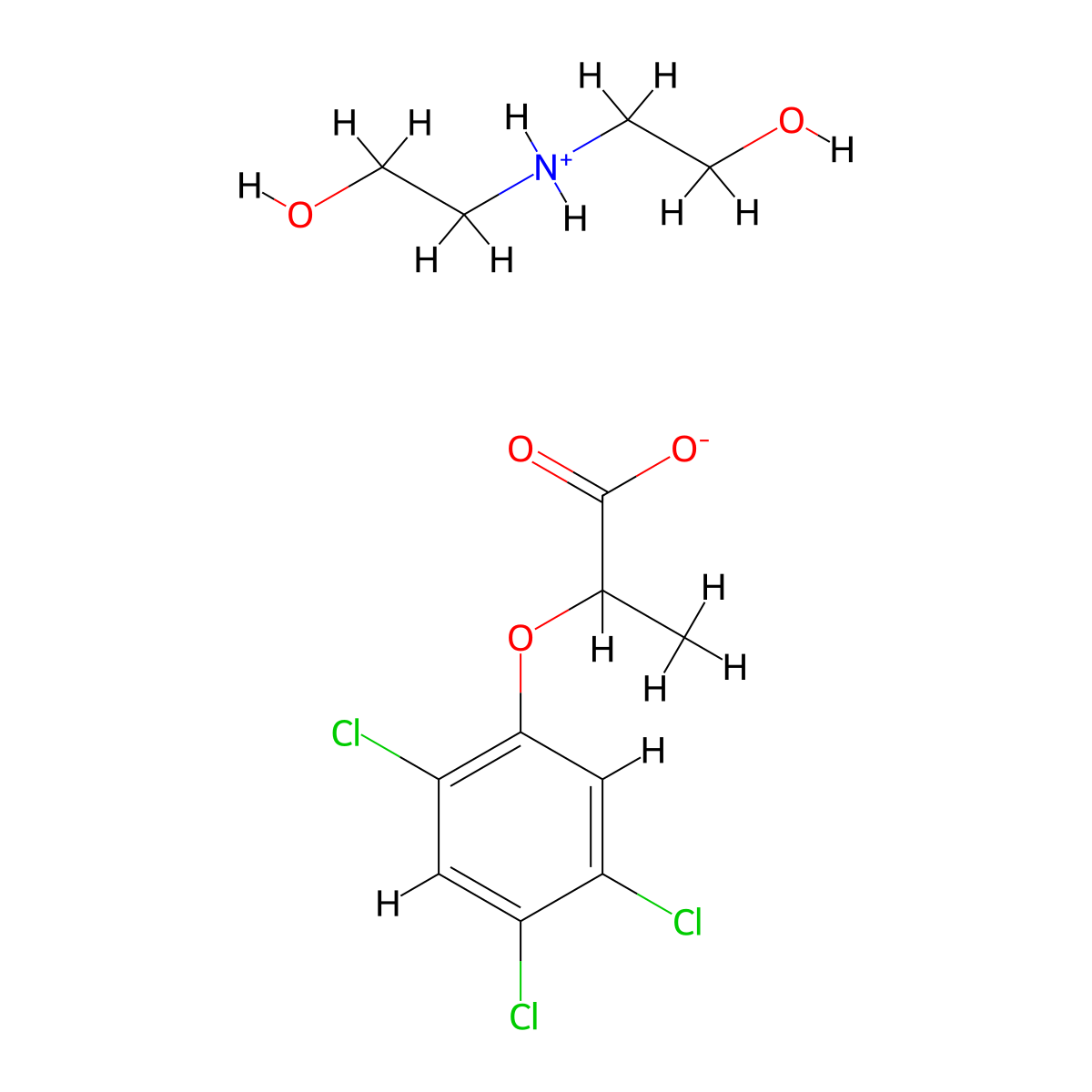 Silvex diethanolamine salt molecular structure, CAS 51170-59-3