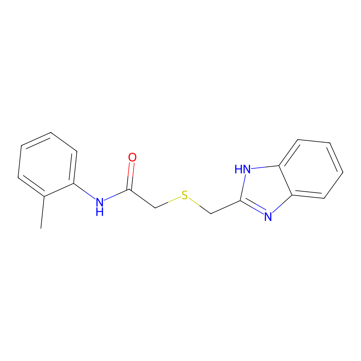2-(1H-benzimidazol-2-ylmethylsulfanyl)-N-(2-methylphenyl)acetamide molecular structure, CAS 51171-48-3
