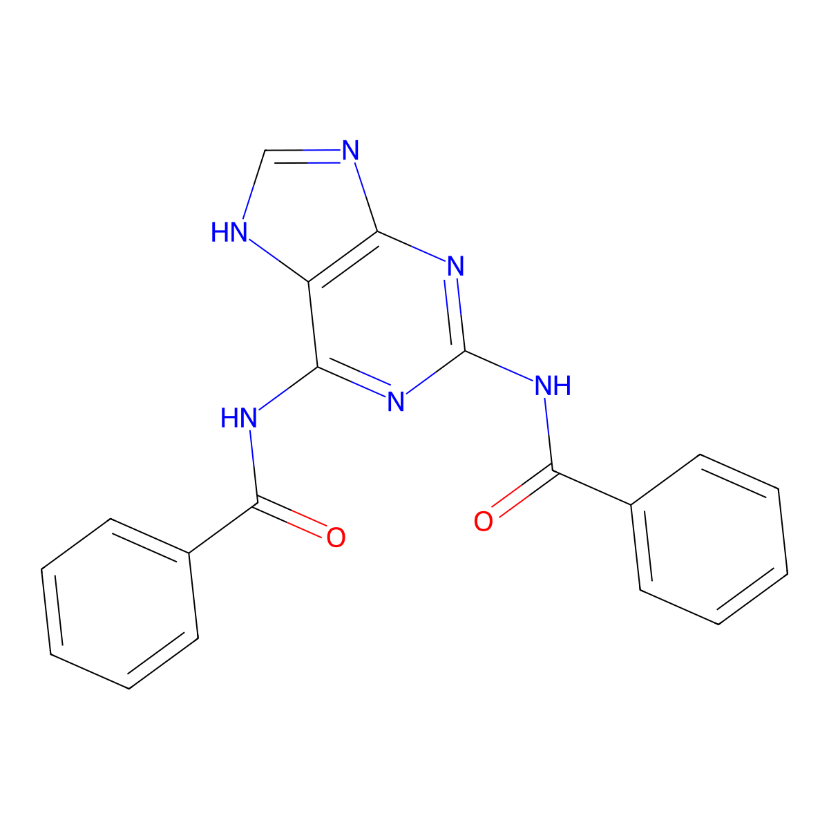 Purine, 2,6-bis(benzamido)- molecular structure, CAS 51173-57-0