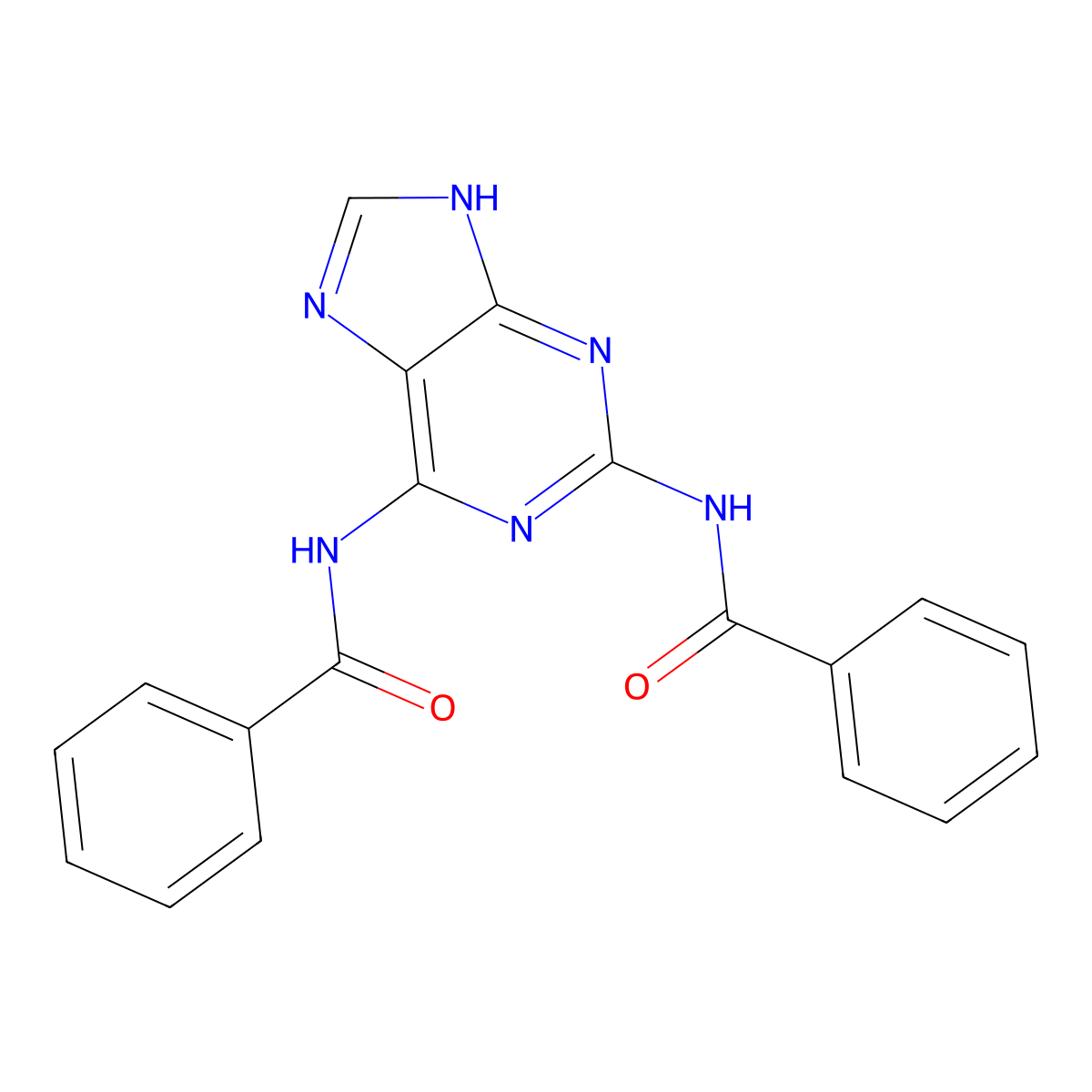 Purine, 2,6-bis(benzamido)- molecular structure, CAS 51173-57-0