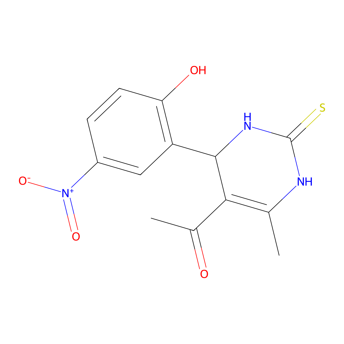 1-[4-(2-hydroxy-5-nitro-phenyl)-6-methyl-2-sulfanylidene-3,4-dihydro-1H-pyrimidin-5-yl]ethanone molecular structure, CAS 5118-42-3
