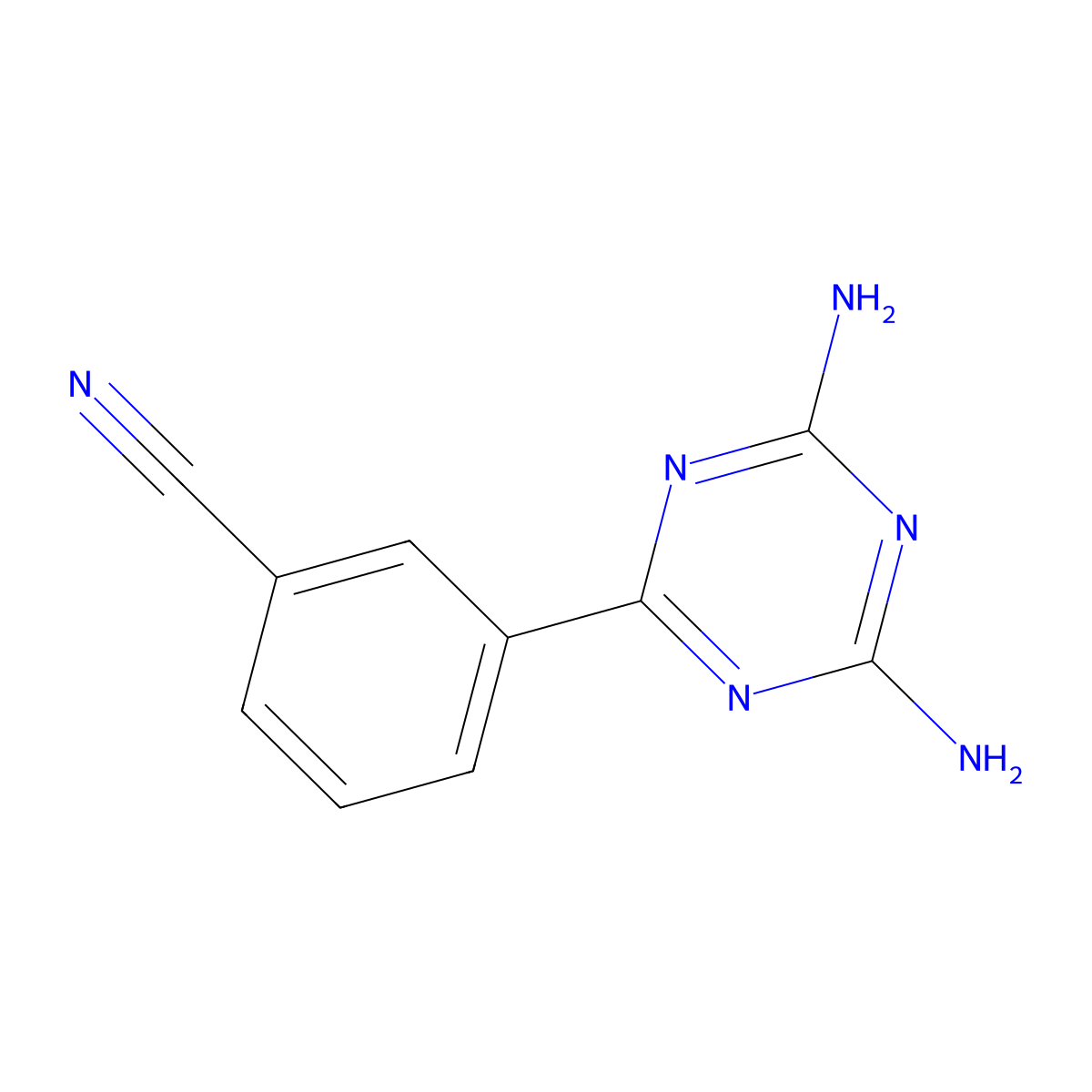 3-(4,6-Diamino-1,3,5-triazin-2-yl)benzonitrile molecular structure, CAS 5118-74-1