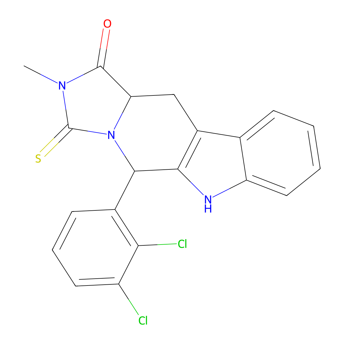 5-(2,3-dichlorophenyl)-2-methyl-3-thioxo-2,3,5,6,11,11a-hexahydro-1H-imidazo[1',5':1,6]pyrido[3,4-b]indol-1-one molecular structure, CAS 5118-76-3