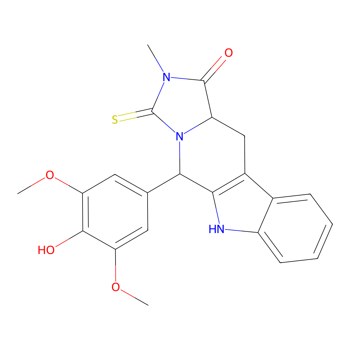 10-(4-Hydroxy-3,5-dimethoxyphenyl)-13-methyl-12-sulfanylidene-8,11,13-triazatetracyclo[7.7.0.02,7.011,15]hexadeca-1(9),2,4,6-tetraen-14-one molecular structure, CAS 5118-77-4