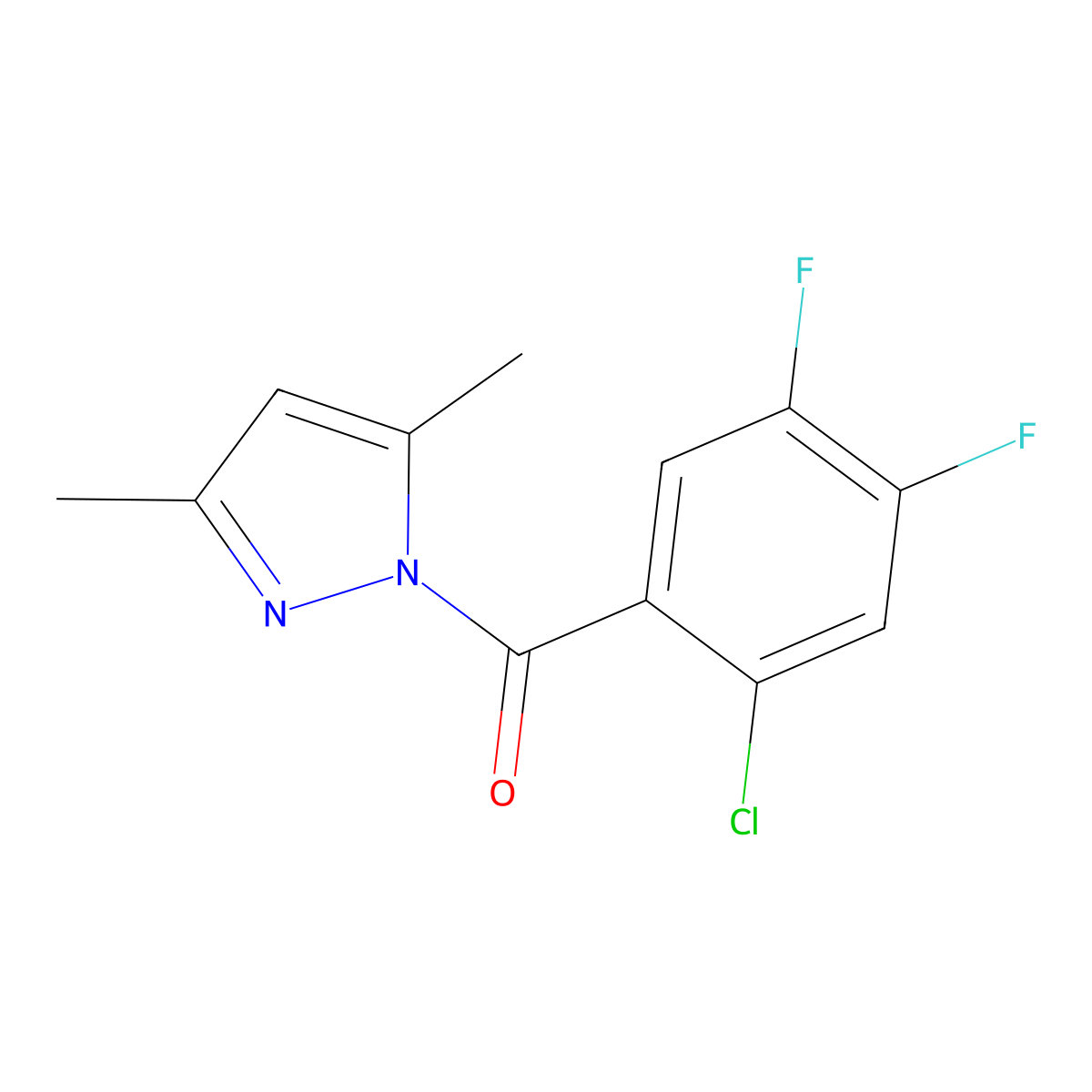 (2-Chloro-4,5-difluorophenyl)(3,5-dimethyl-1H-pyrazol-1-yl)methanone molecular structure, CAS 5118-97-8