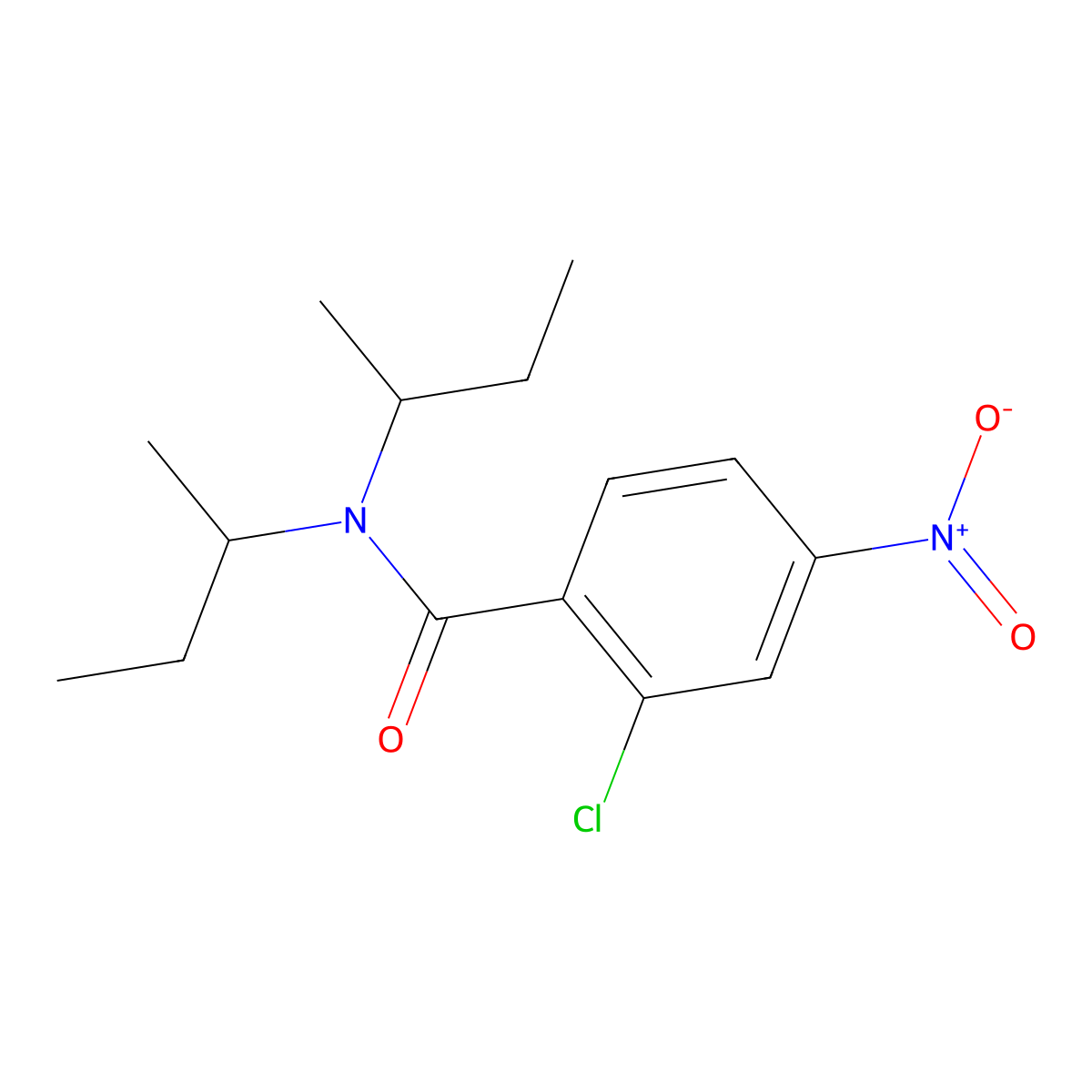 N,N-di(butan-2-yl)-2-chloro-4-nitrobenzamide molecular structure, CAS 51186-25-5