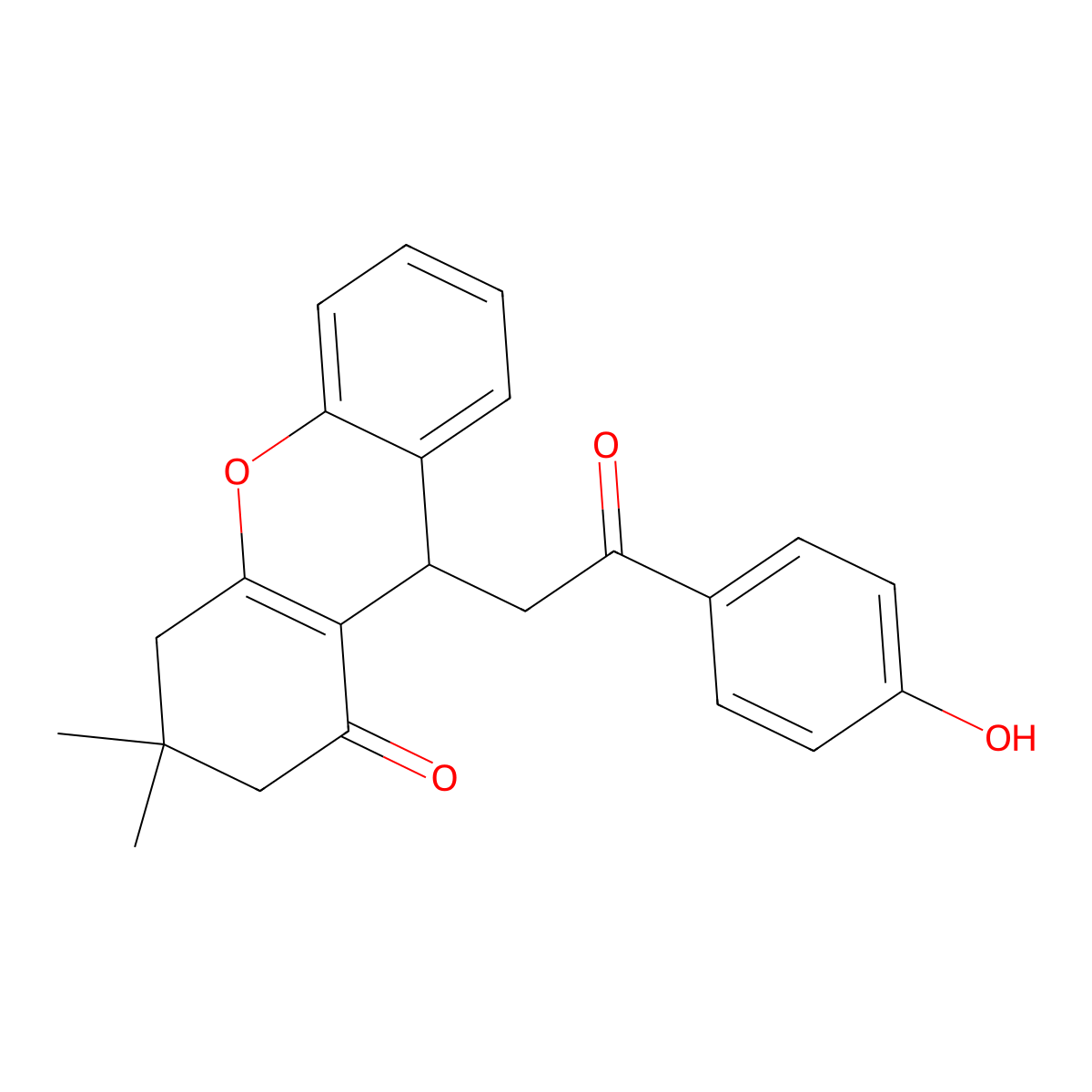 9-[2-(4-hydroxyphenyl)-2-oxoethyl]-3,3-dimethyl-2,3,4,9-tetrahydro-1H-xanthen-1-one molecular structure, CAS 5119-57-3