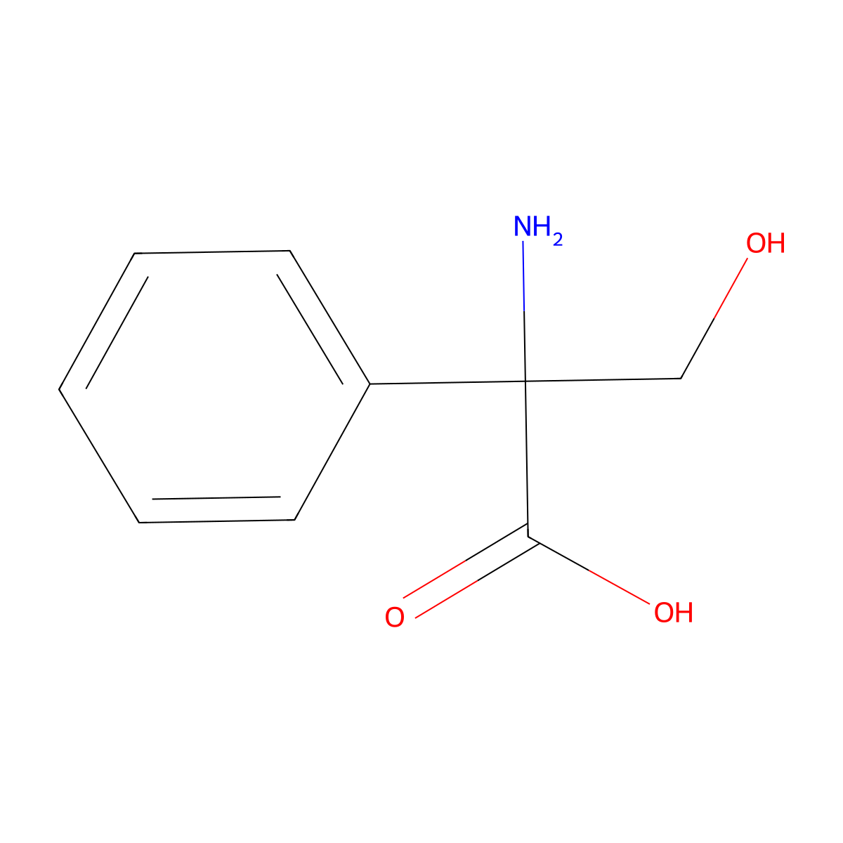 2-Amino-3-hydroxy-2-phenylpropanoic acid molecular structure, CAS 51196-55-5