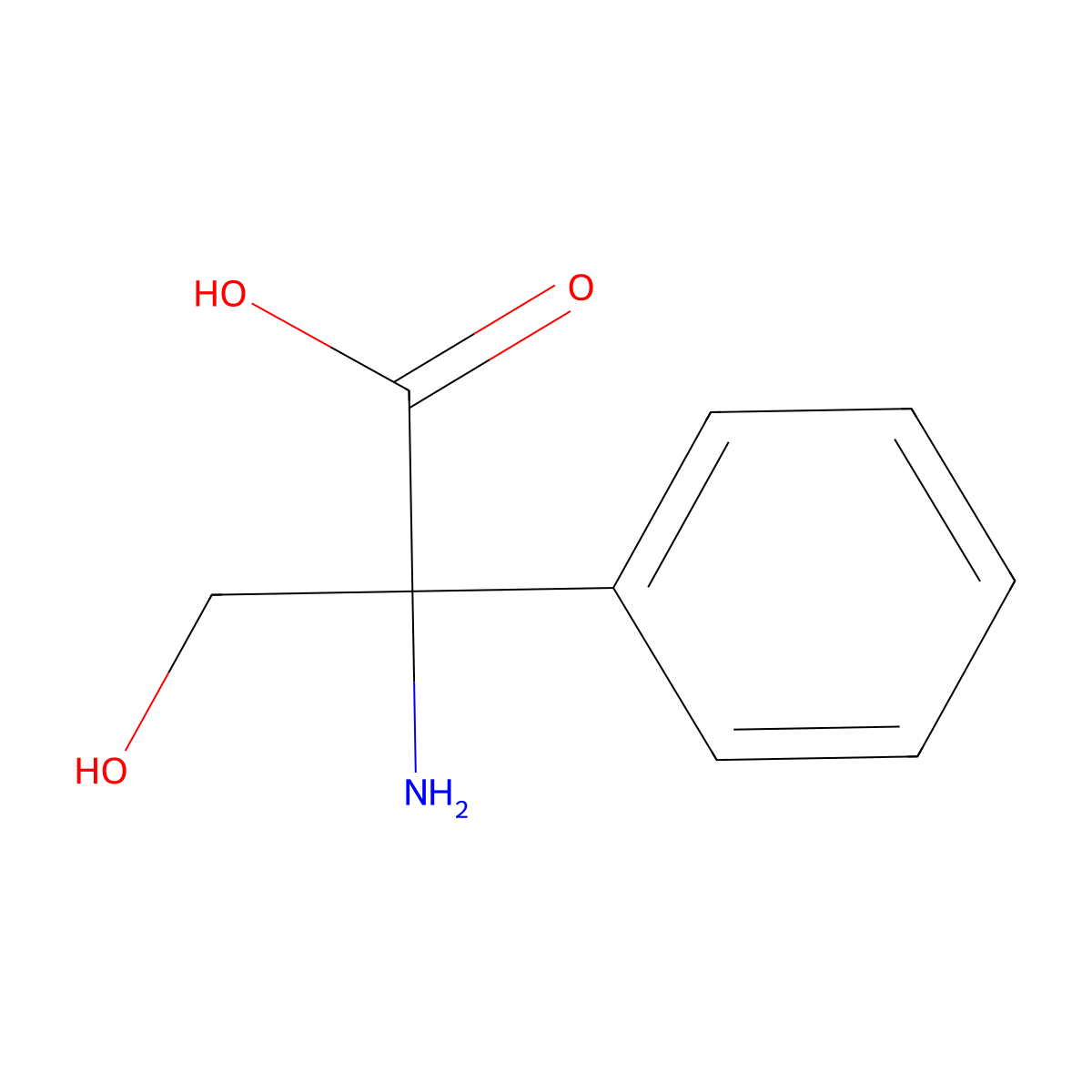 2-Amino-3-hydroxy-2-phenylpropanoic acid molecular structure, CAS 51196-55-5